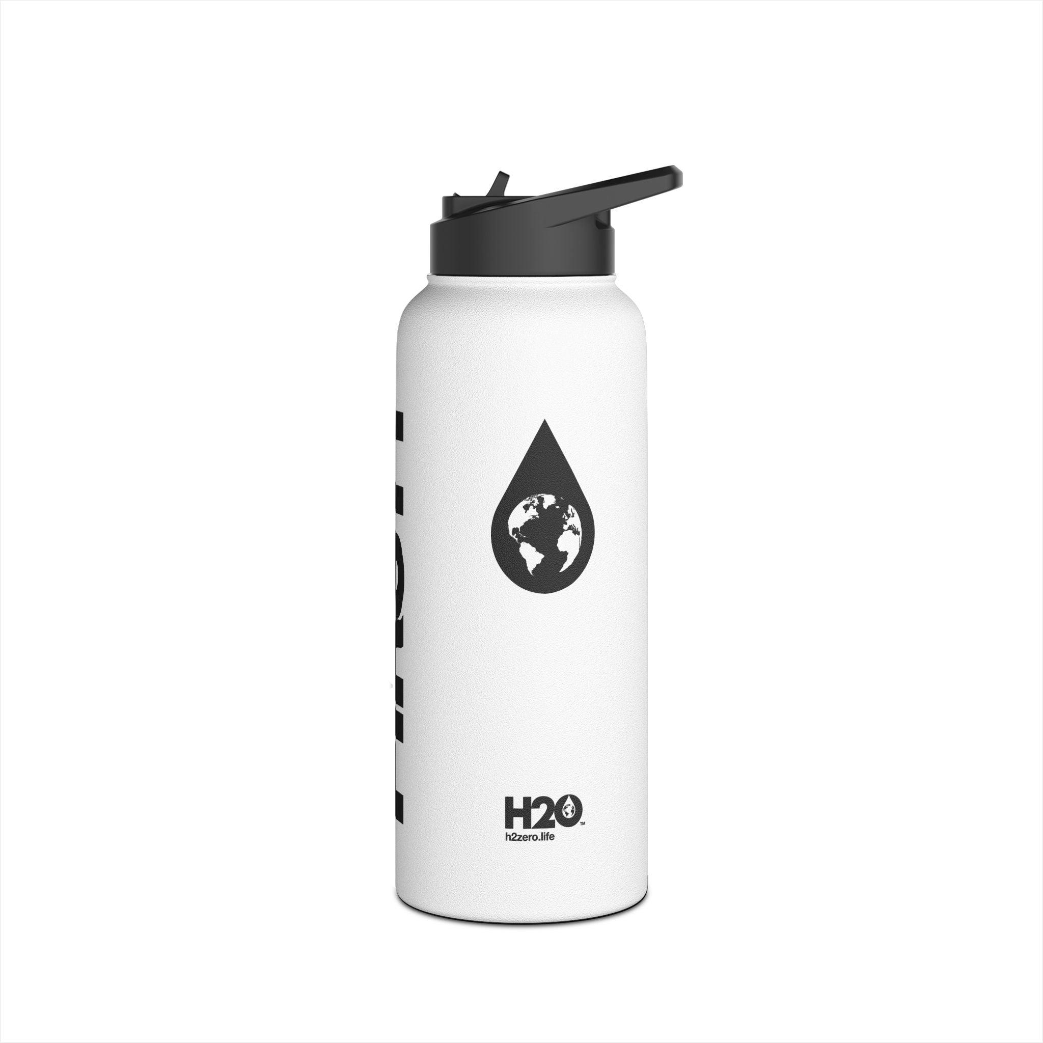FIRSTY™ Thirst First™ 3 Sizes - White - Stainless Steel Water Bottle with Carry Handle and Straw Lid - BPA-Free, Eco-Friendly