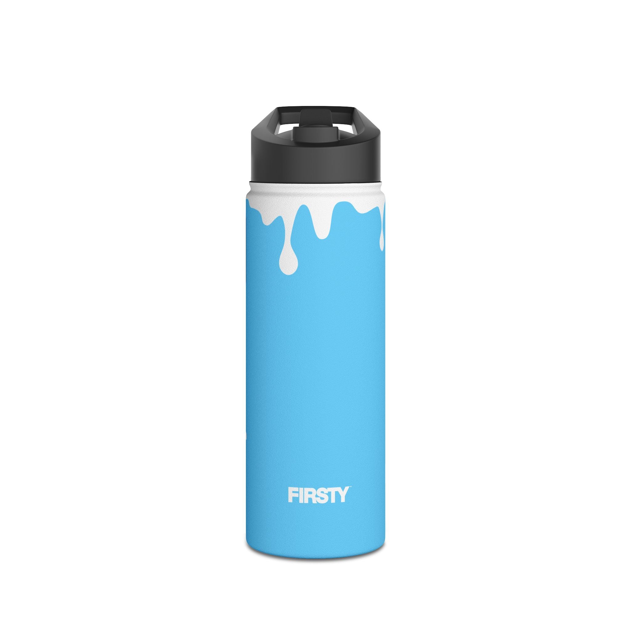 FIRSTY™ 3 Sizes - Splash™ Sky Blue - Stainless Steel Water Bottle with Carry Handle and Straw Lid - BPA-Free, Eco-Friendly