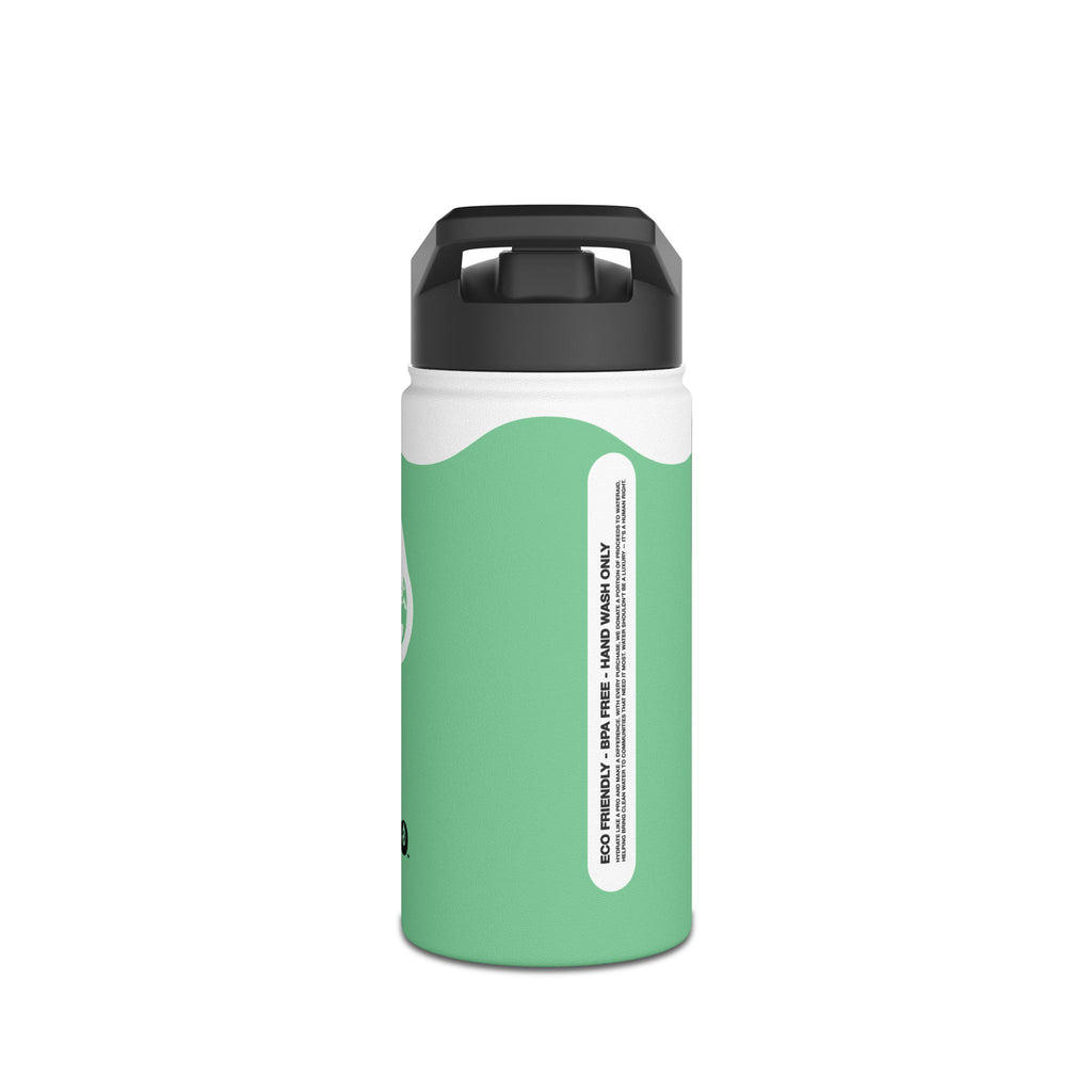 FIRSTY™ Wave™ 3 Sizes - Mint Green & White - Stainless Steel Water Bottle with Carry Handle and Straw Lid - BPA-Free, Eco-Friendly