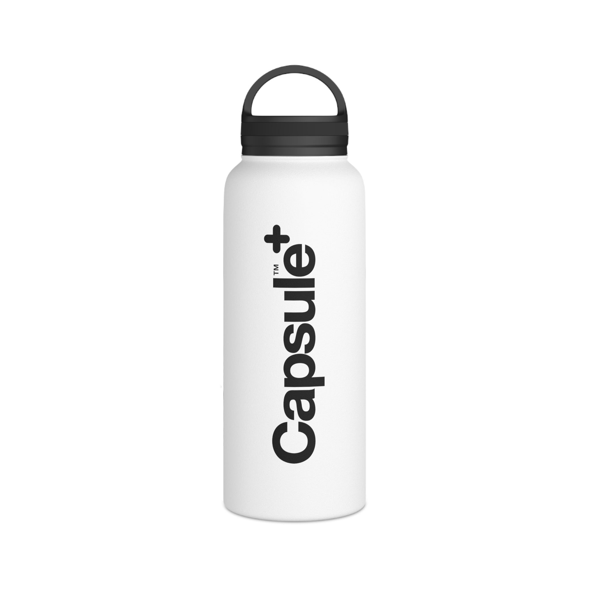 FIRSTY™ Capsule+™ 3 Sizes - Black & White  - Stainless Steel Water Bottle with Carry Handle - BPA-Free, Eco-Friendly