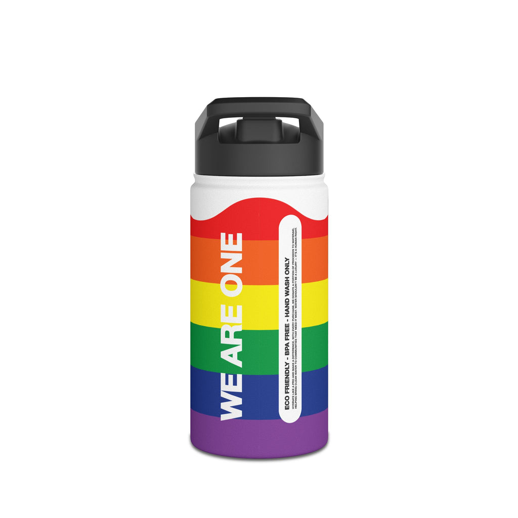 FIRSTY™ We Are One™ - 3 Sizes - Celebrate Pride Rainbow - Stainless Steel Water Bottle with Carry Handle and Straw Lid - BPA-Free, Eco-Friendly