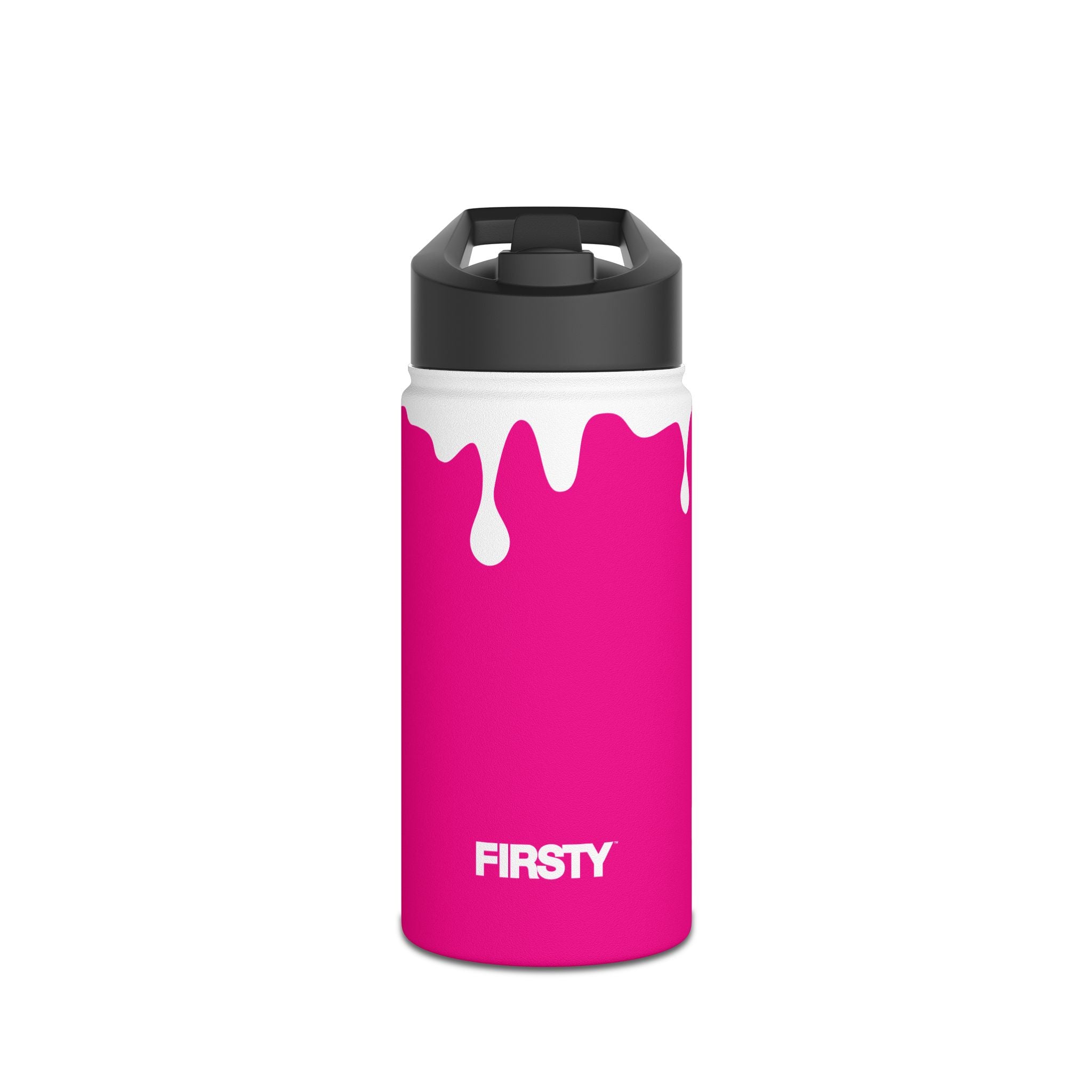 FIRSTY™ 3 Sizes - Splash™ Pink - Stainless Steel Water Bottle with Carry Handle and Straw Lid - BPA-Free, Eco-Friendly
