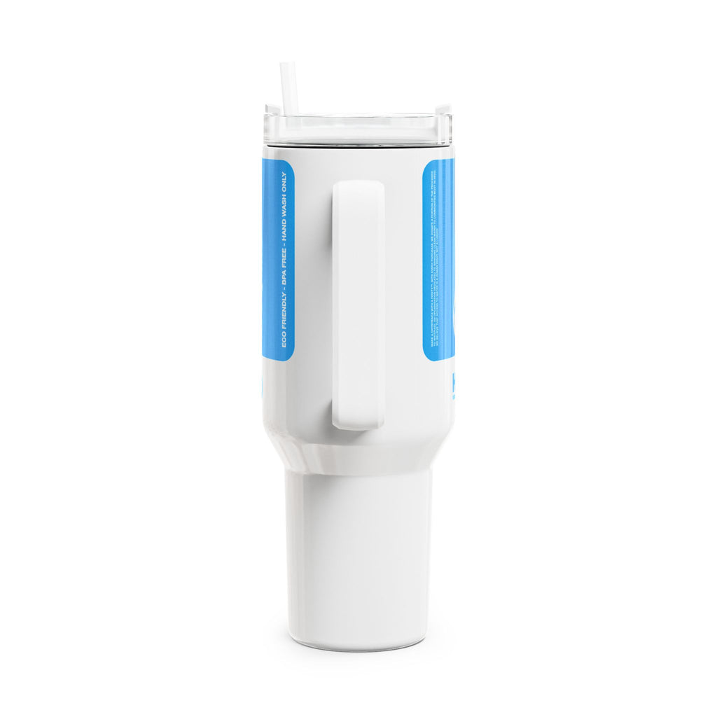 FIRSTY™  40oz Blue Wave on White Tumbler Cup - BPA-Free, Eco-Friendly