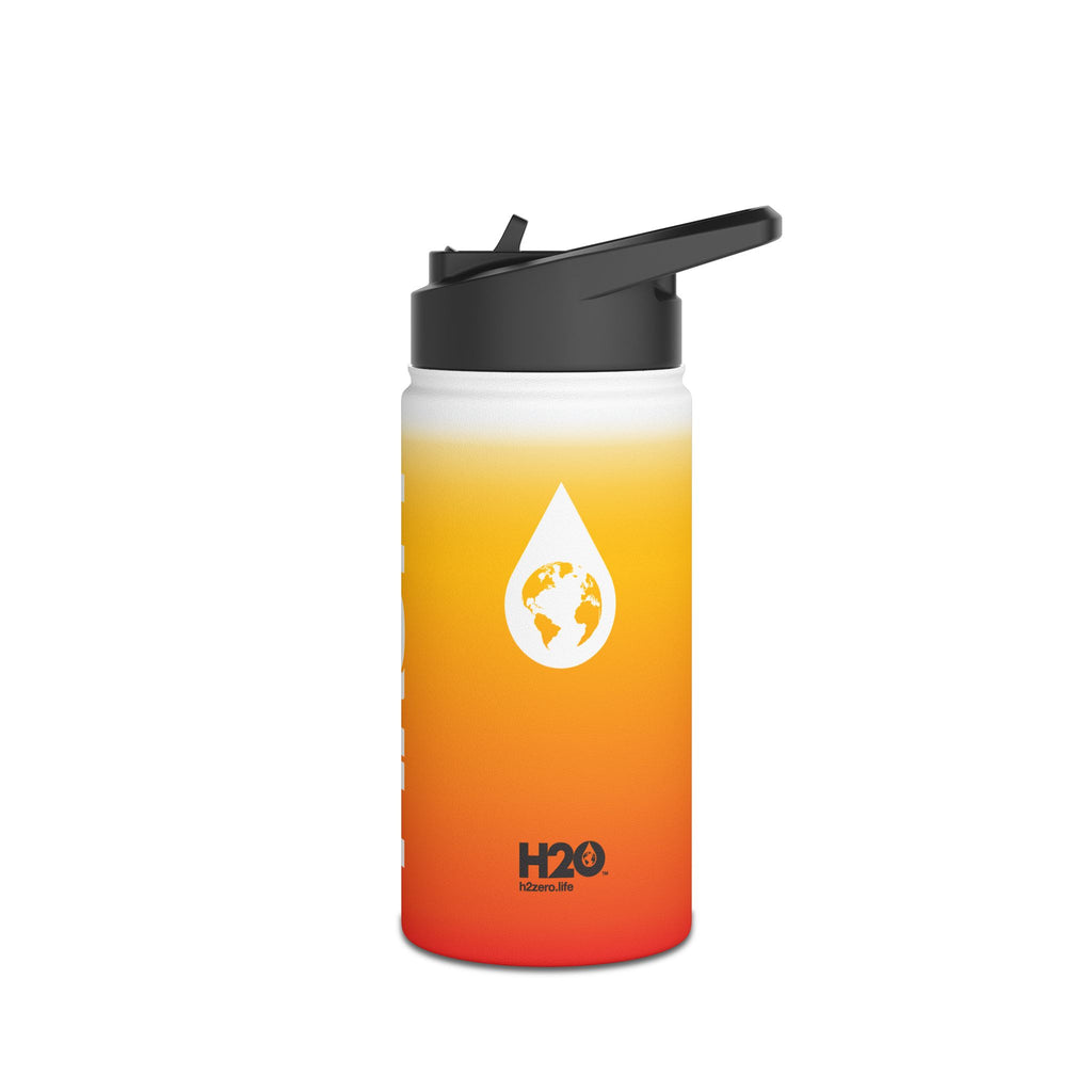 FIRSTY™ Orange Blush™ Thirst First™ 3 Sizes - White - Stainless Steel Water Bottle with Carry Handle and Straw Lid - BPA-Free, Eco-Friendly