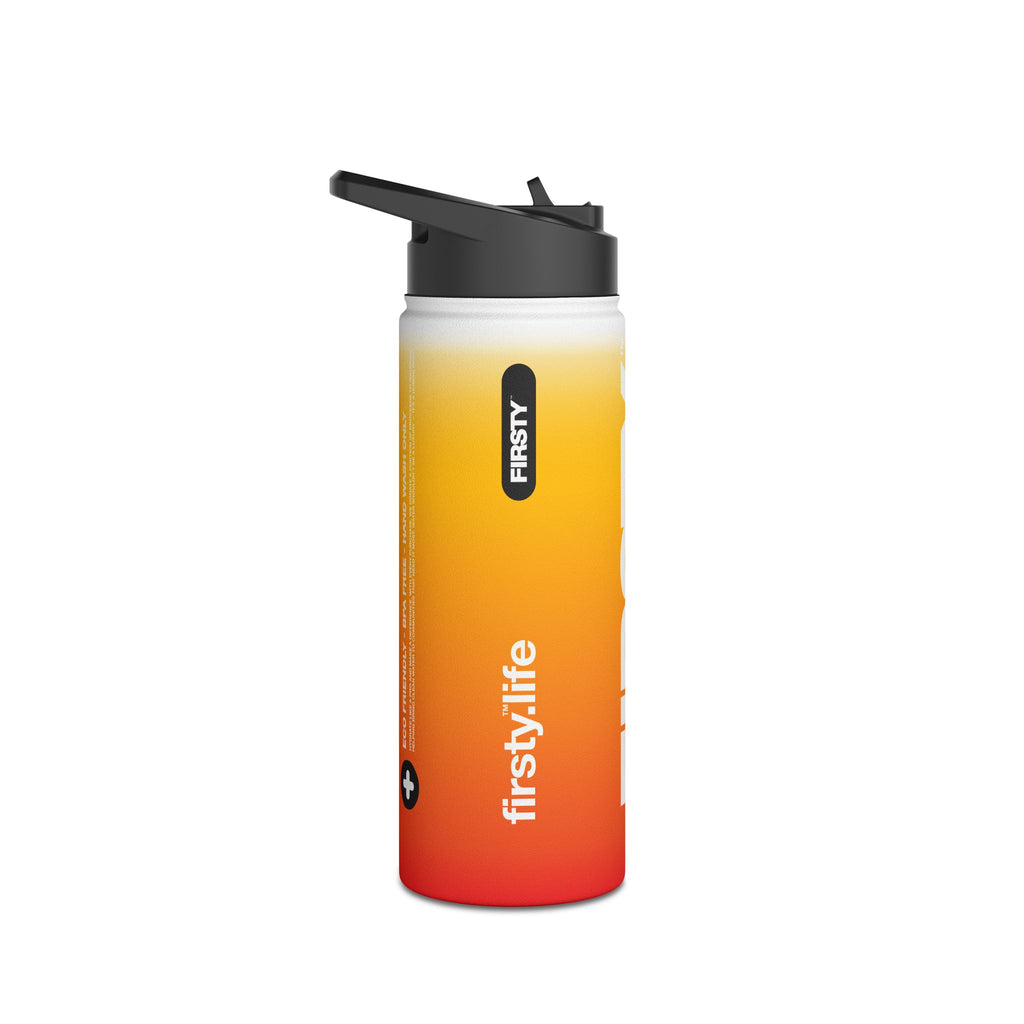 FIRSTY™ Orange Blush™ Thirst First™ 3 Sizes - White - Stainless Steel Water Bottle with Carry Handle and Straw Lid - BPA-Free, Eco-Friendly