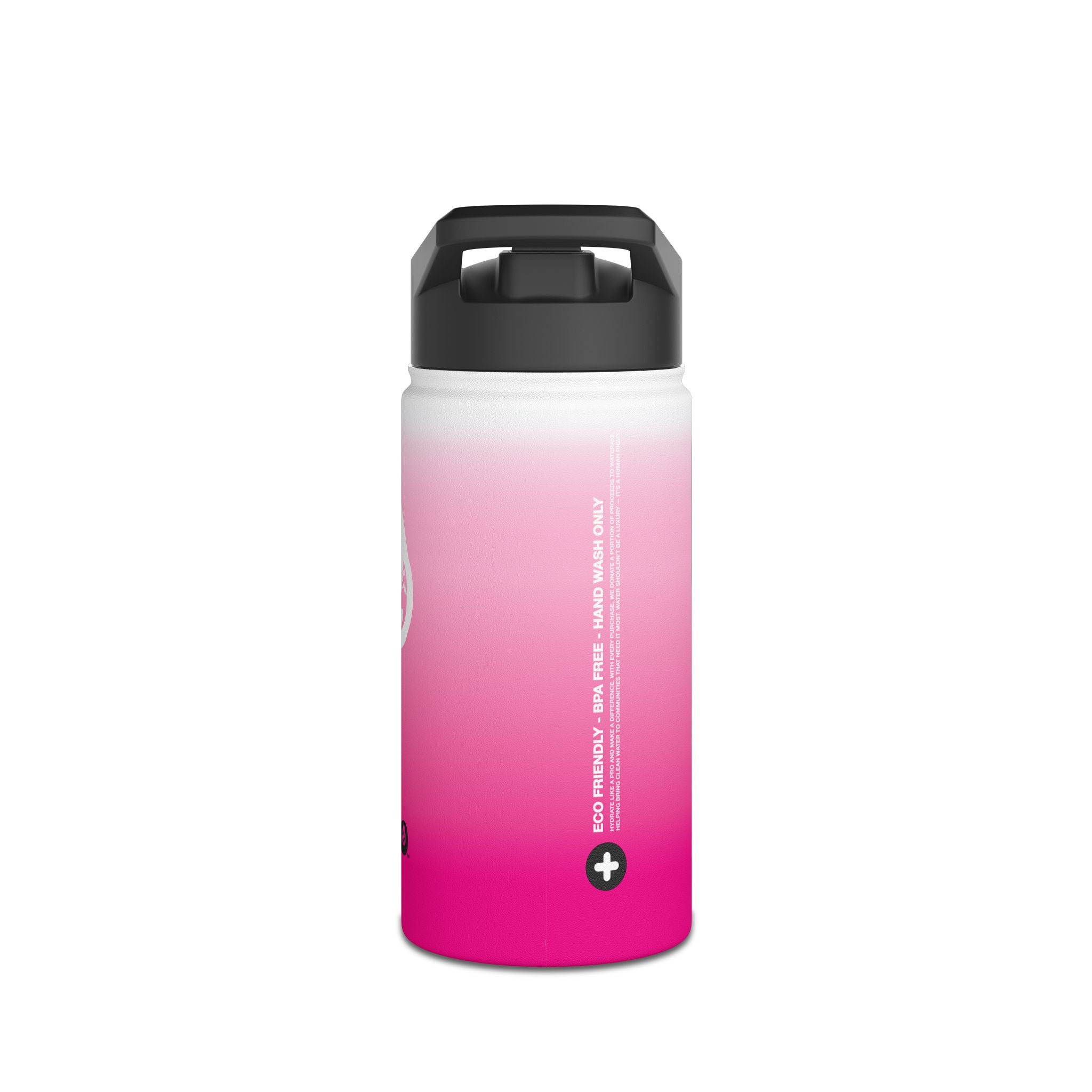 FIRSTY™ Pink Blush™ Thirst First™ 3 Sizes - White - Stainless Steel Water Bottle with Carry Handle and Straw Lid - BPA-Free, Eco-Friendly