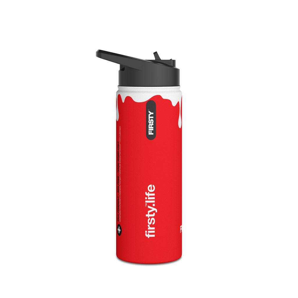 FIRSTY™ 3 Sizes - Splash™ Red - Stainless Steel Water Bottle with Carry Handle and Straw Lid - BPA-Free, Eco-Friendly