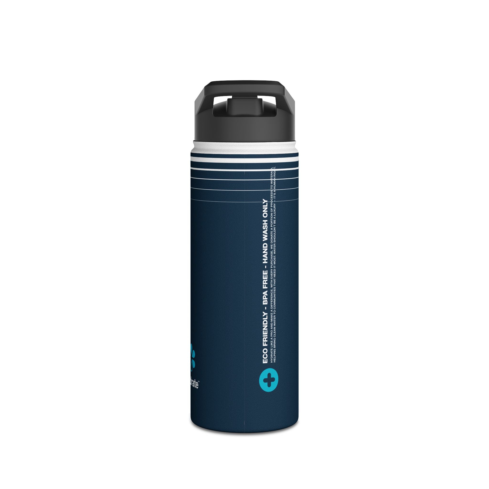 FIRSTY™ 3 Sizes - Hydrate Deep Blue Neon - Stainless Steel Water Bottle with Carry Handle and Straw Lid - BPA-Free, Eco-Friendly