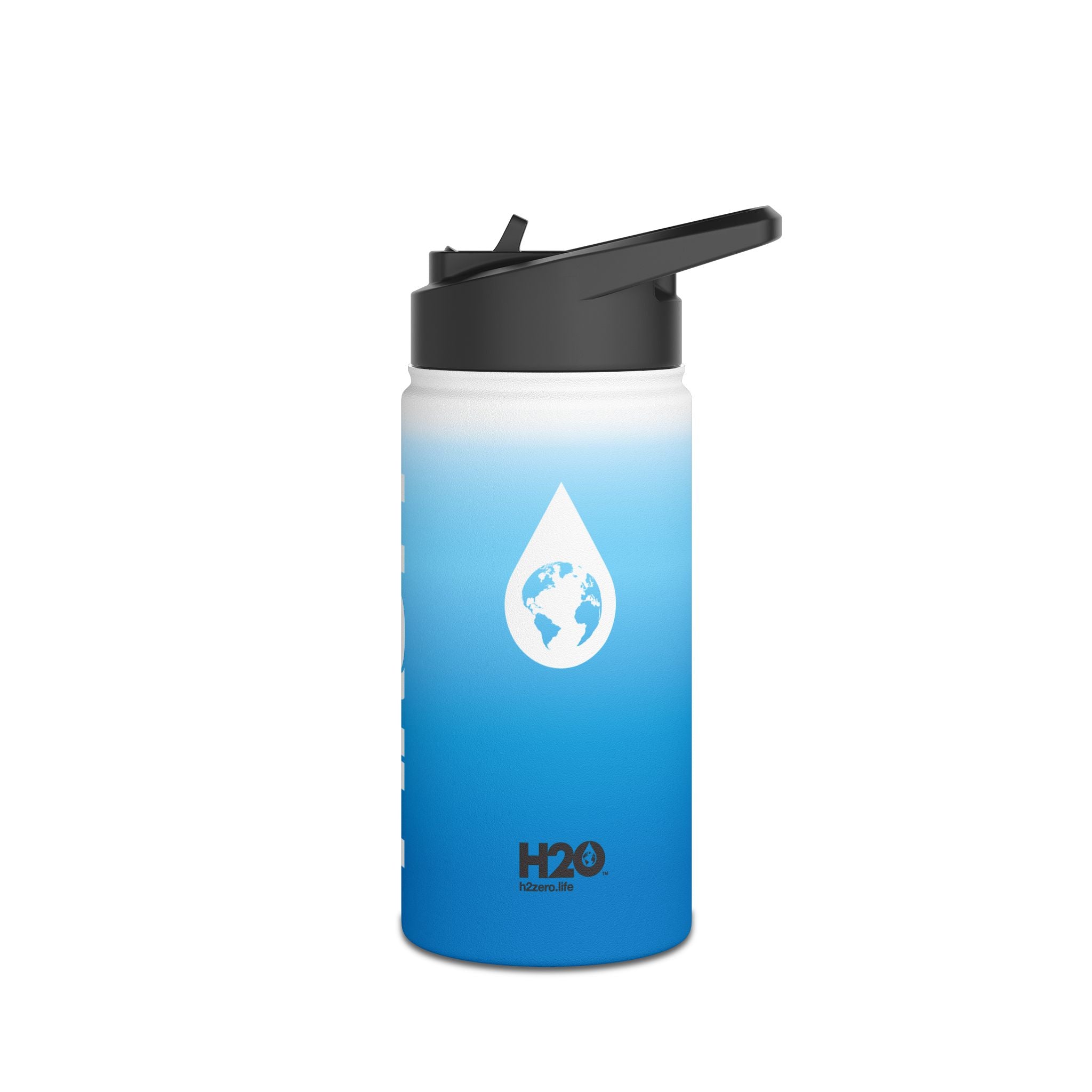 FIRSTY™ Blue Blush™ Thirst First™ 3 Sizes - White - Stainless Steel Water Bottle with Carry Handle and Straw Lid - BPA-Free, Eco-Friendly
