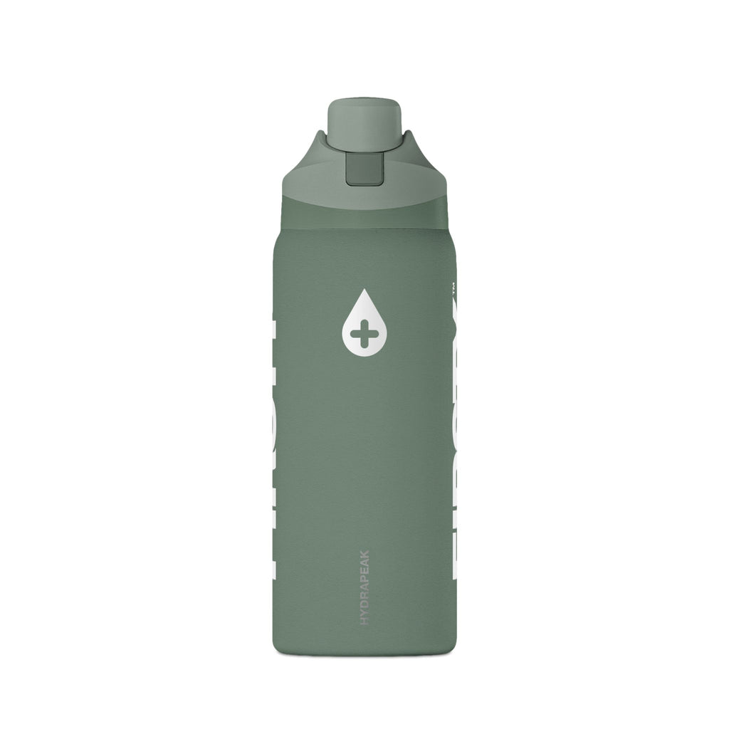 FIRSTY™ Sage Green Insulated 32oz Water Bottle – Leakproof Sport Flask with Flip Straw
