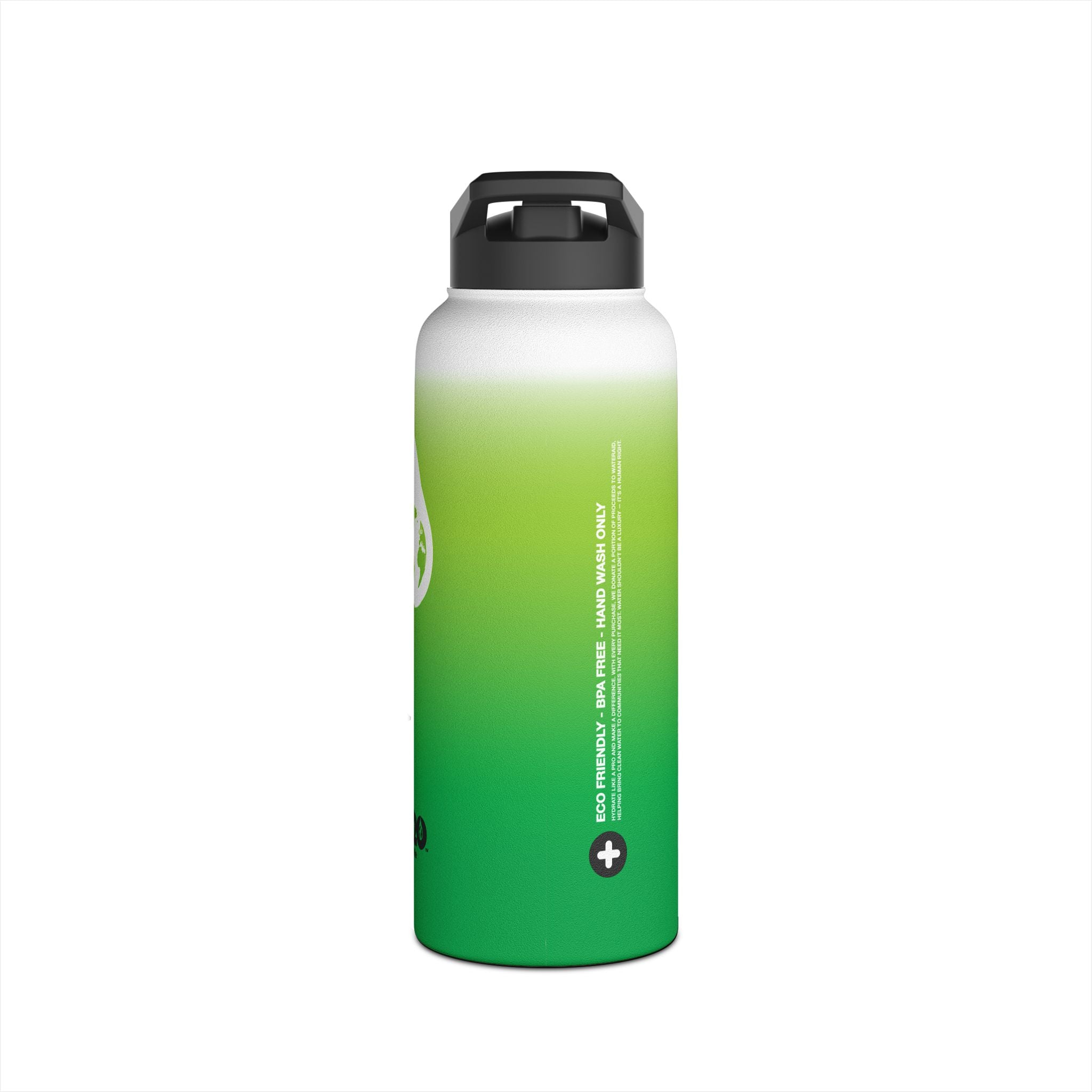 FIRSTY™ Green Blush™ Thirst First™ 3 Sizes - White - Stainless Steel Water Bottle with Carry Handle and Straw Lid - BPA-Free, Eco-Friendly