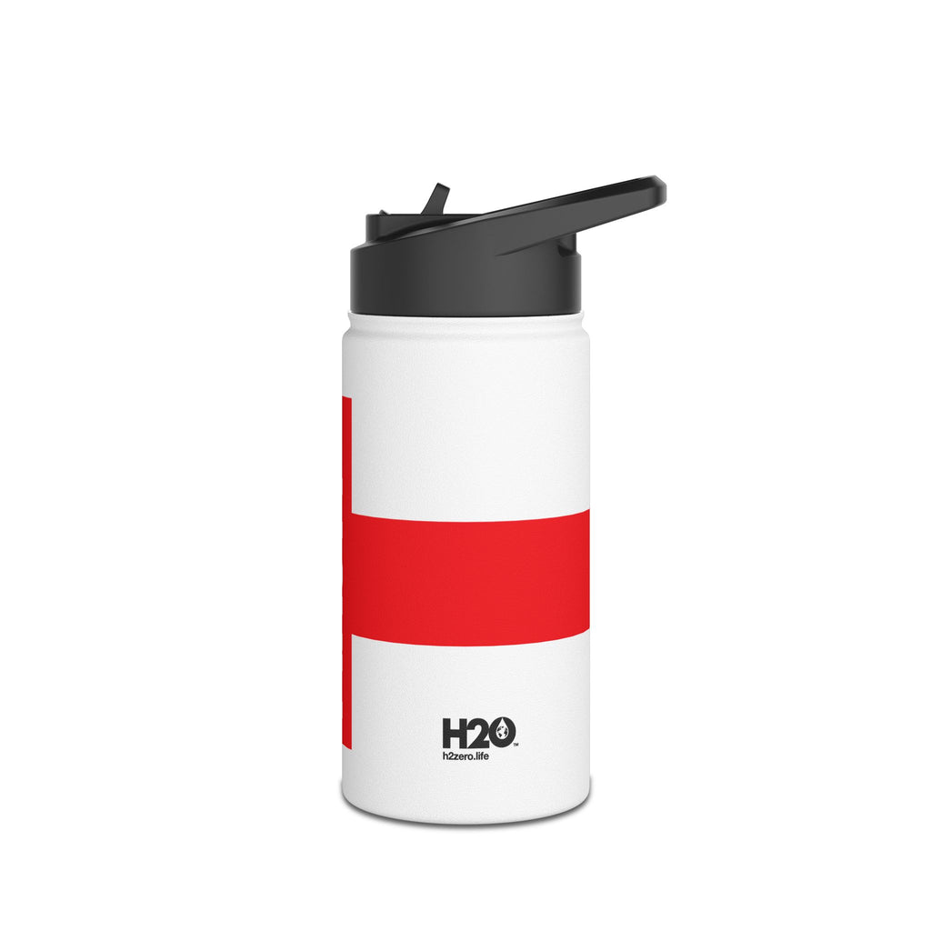 FIRSTY™ 3 Sizes - Red England Flag - Stainless Steel Water Bottle with Carry Handle and Straw Lid - BPA-Free, Eco-Friendly