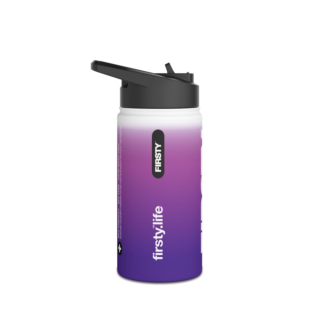 FIRSTY™ Purple Blush™ Thirst First™ 3 Sizes - White - Stainless Steel Water Bottle with Carry Handle and Straw Lid - BPA-Free, Eco-Friendly