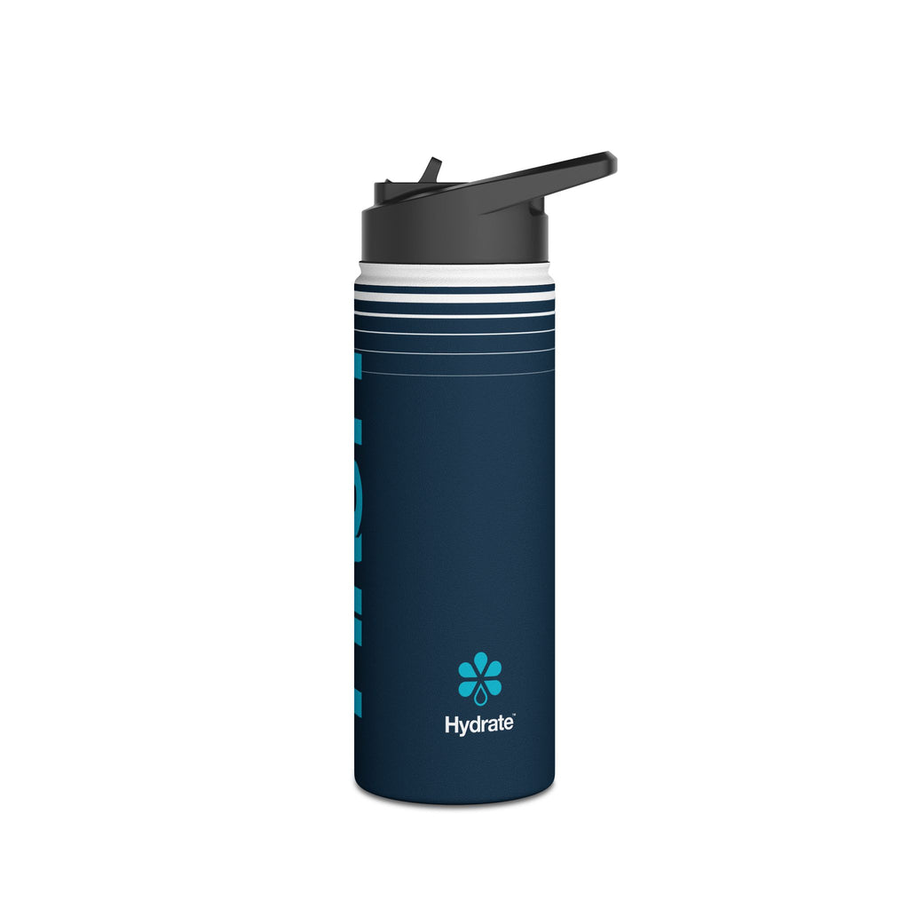 FIRSTY™ 3 Sizes - Hydrate Deep Blue Neon - Stainless Steel Water Bottle with Carry Handle and Straw Lid - BPA-Free, Eco-Friendly