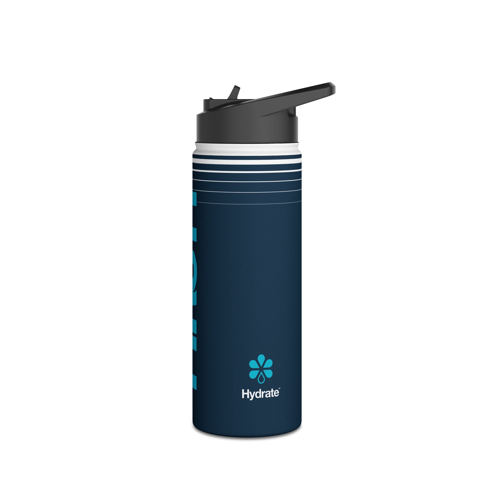 FIRSTY™ 3 Sizes - Hydrate Deep Blue Neon - Stainless Steel Water Bottle with Carry Handle and Straw Lid - BPA-Free, Eco-Friendly