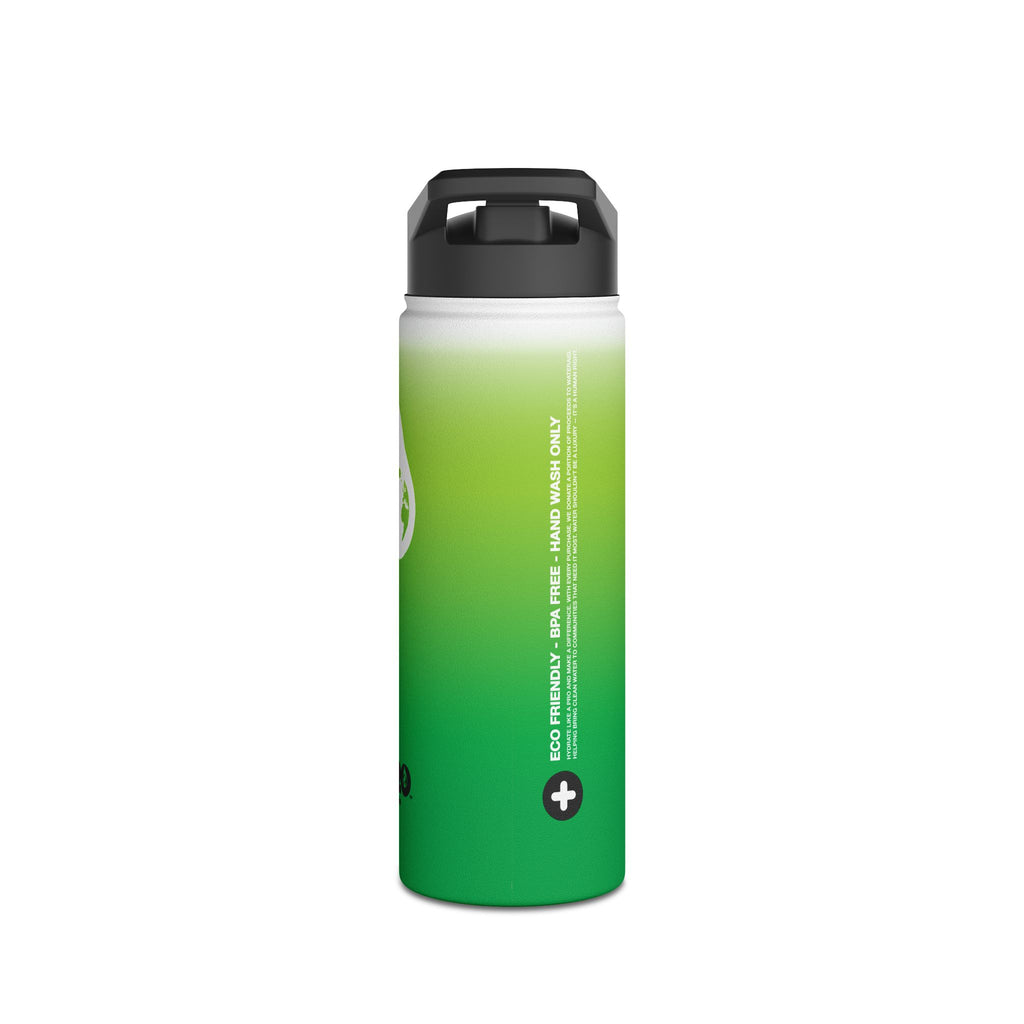 FIRSTY™ Green Blush™ Thirst First™ 3 Sizes - White - Stainless Steel Water Bottle with Carry Handle and Straw Lid - BPA-Free, Eco-Friendly
