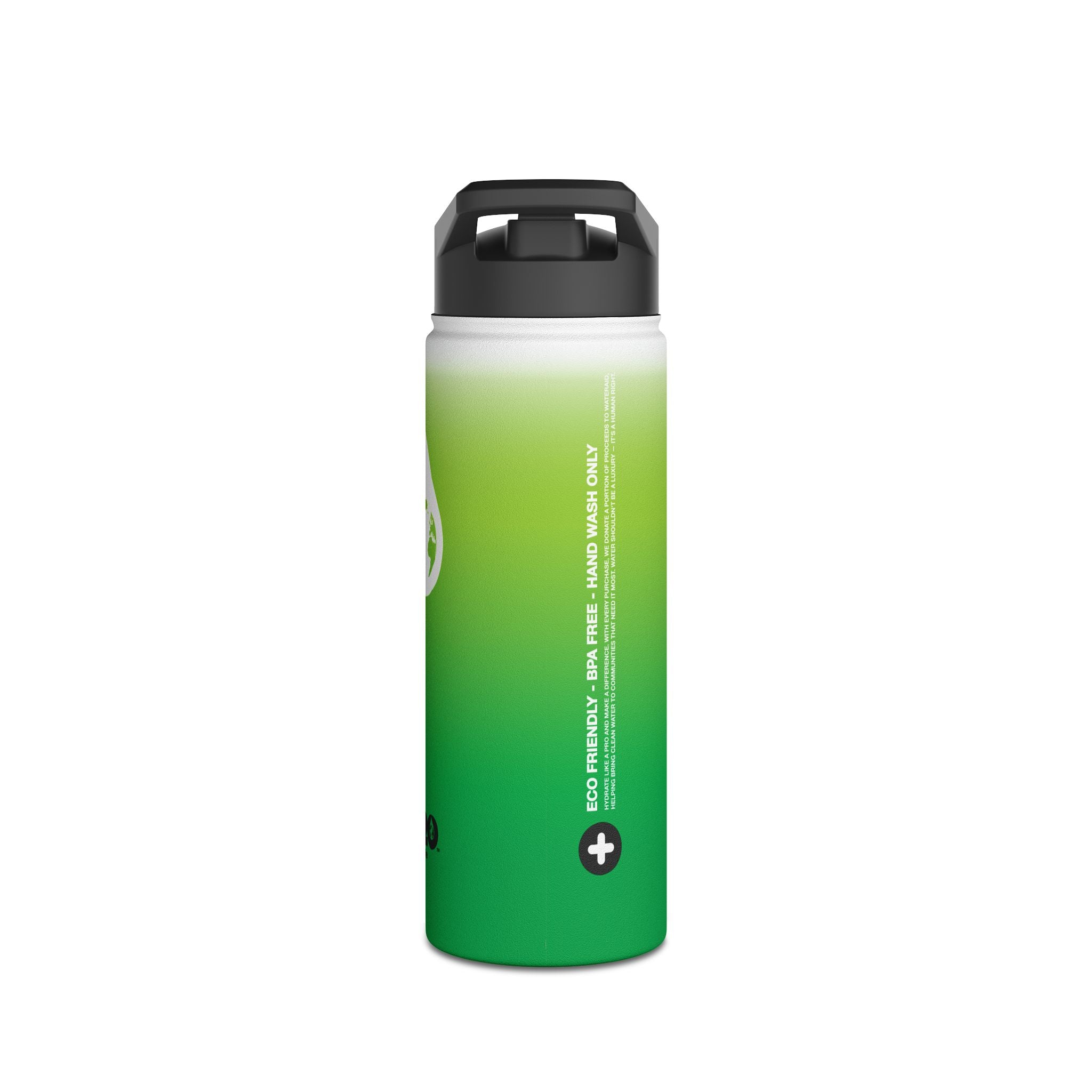 FIRSTY™ Green Blush™ Thirst First™ 3 Sizes - White - Stainless Steel Water Bottle with Carry Handle and Straw Lid - BPA-Free, Eco-Friendly