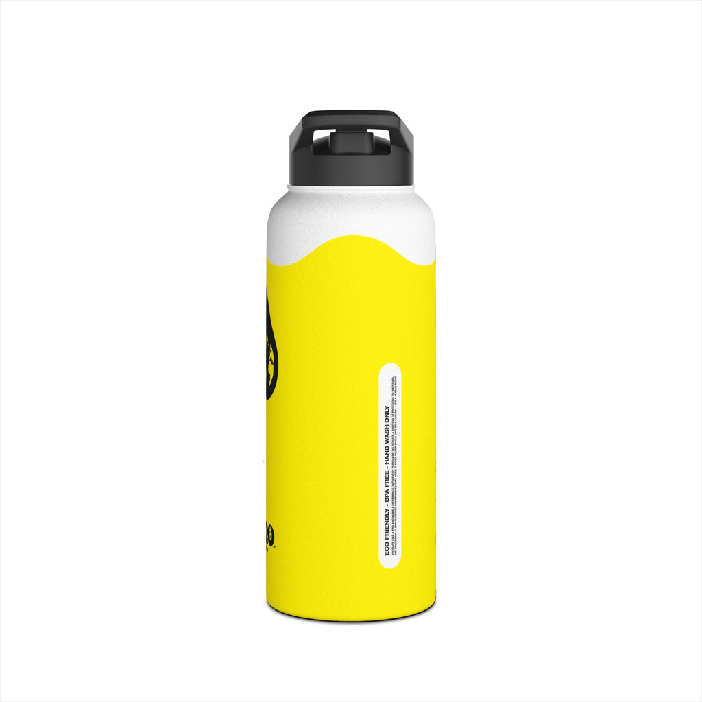 FIRSTY™ Wave™ 3 Sizes - Yellow & Black - Stainless Steel Water Bottle with Carry Handle and Straw Lid - BPA-Free, Eco-Friendly