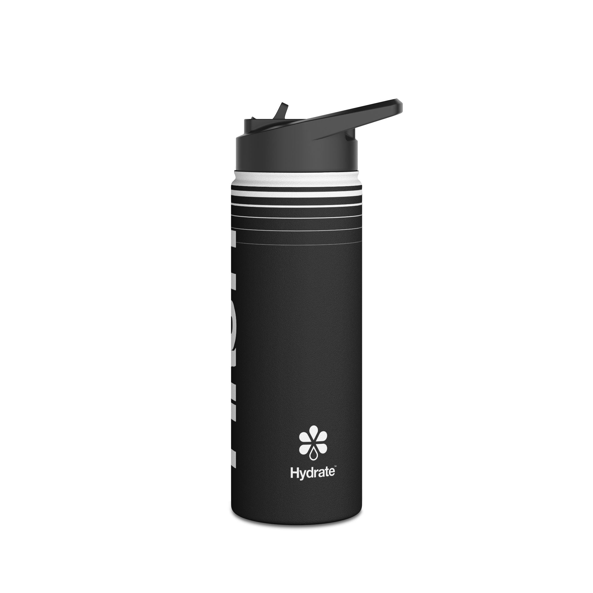 FIRSTY™ 3 Sizes - Hydrate Black - Stainless Steel Water Bottle with Carry Handle and Straw Lid - BPA-Free, Eco-Friendly