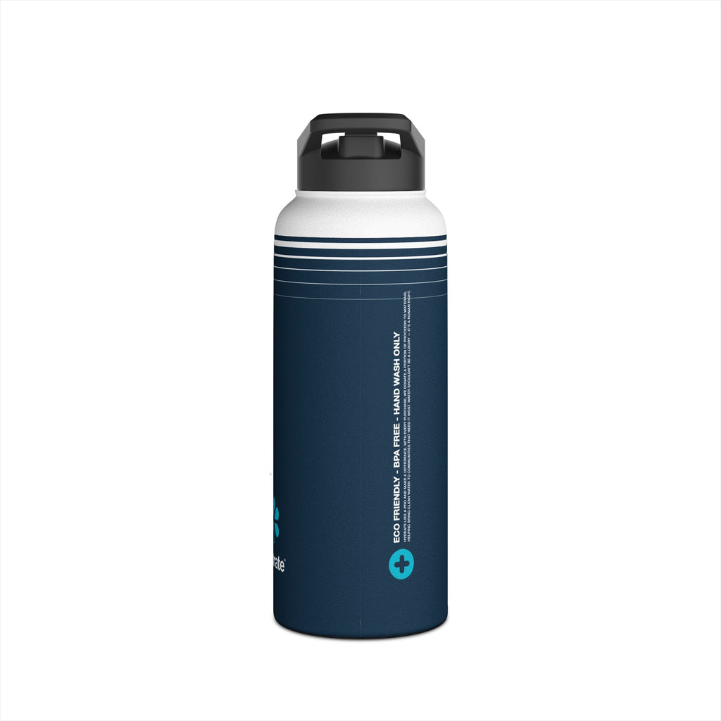 FIRSTY™ 3 Sizes - Hydrate Deep Blue Neon - Stainless Steel Water Bottle with Carry Handle and Straw Lid - BPA-Free, Eco-Friendly