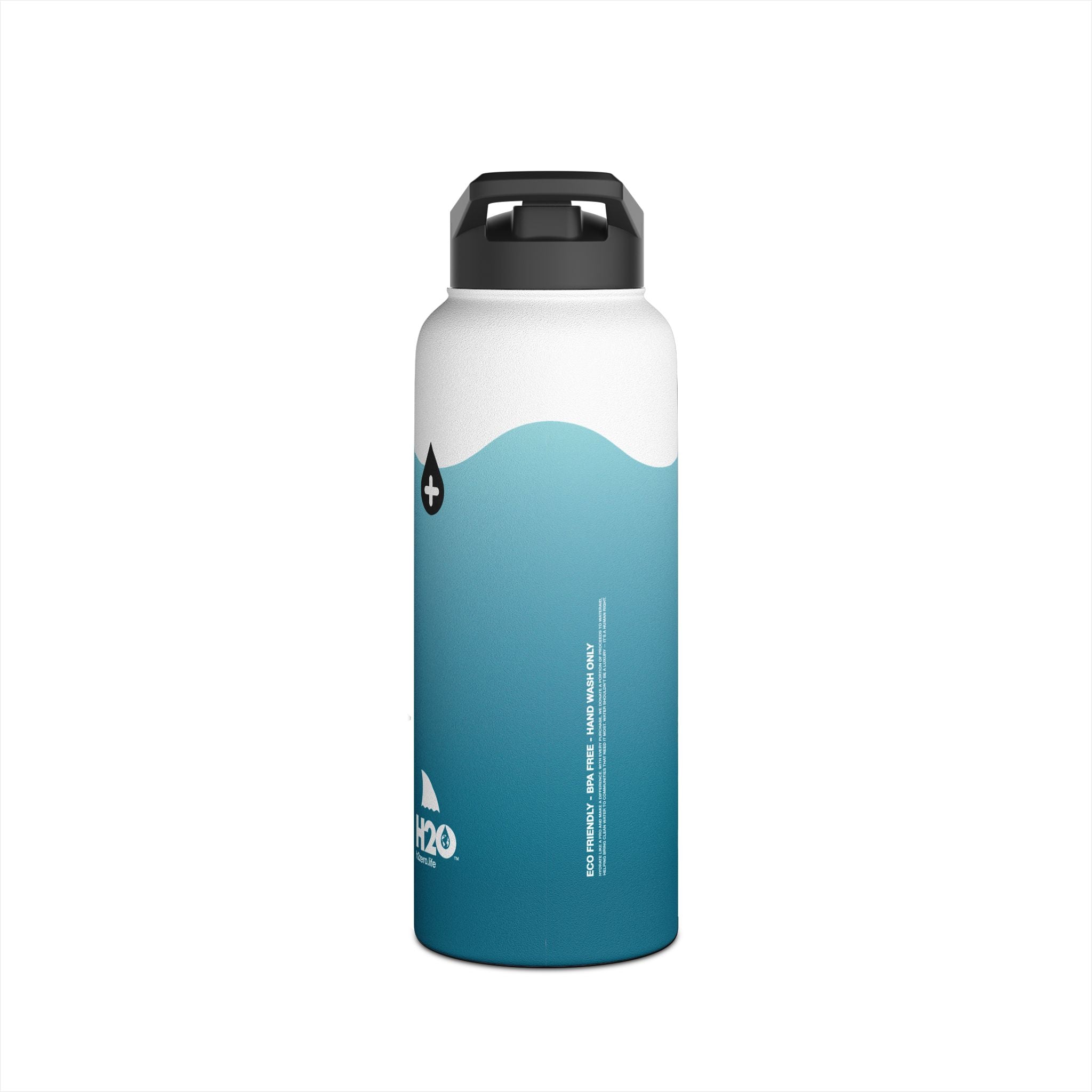 FIRSTY™ Limited Edition™ - 3 Sizes - Jaws Blue - Stainless Steel Water Bottle with Carry Handle and Straw Lid - BPA-Free, Eco-Friendly