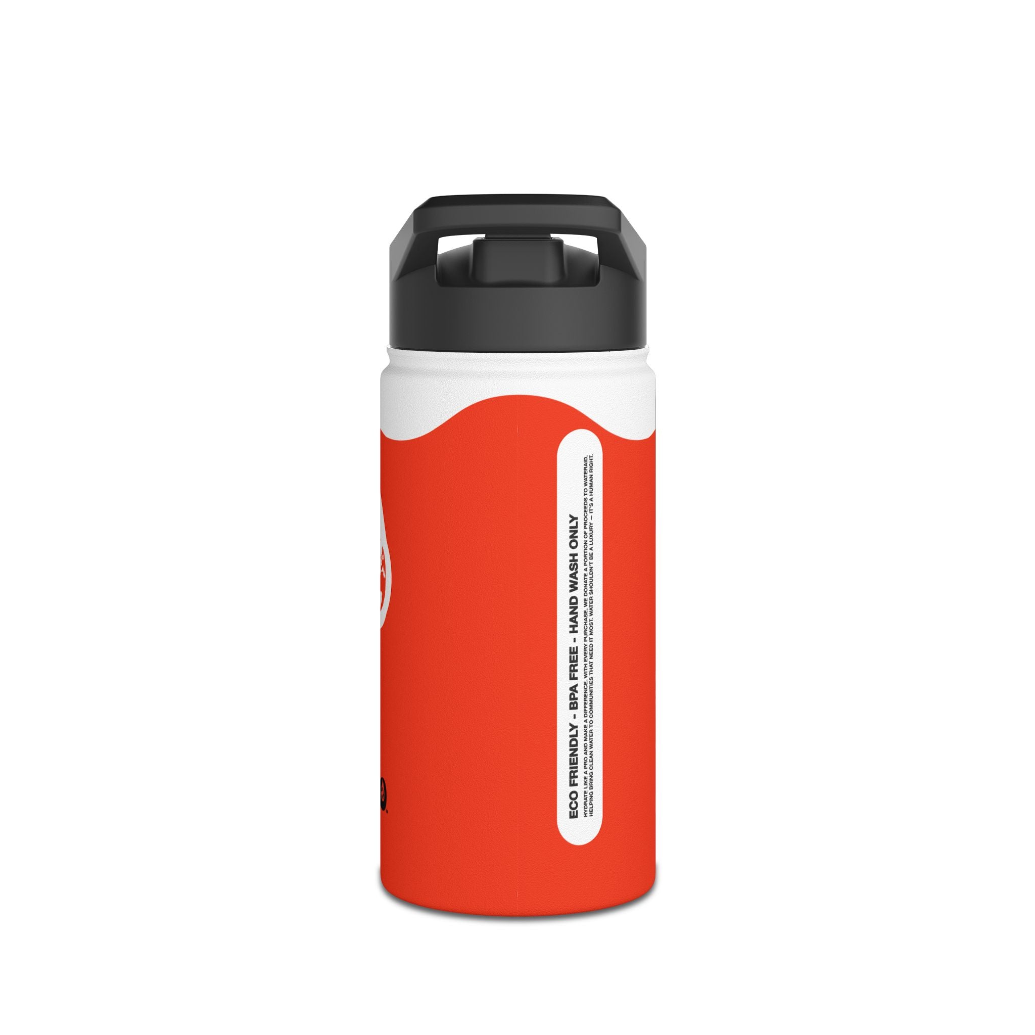 FIRSTY™ Wave™ 3 Sizes - Orange & White - Stainless Steel Water Bottle with Carry Handle and Straw Lid - BPA-Free, Eco-Friendly