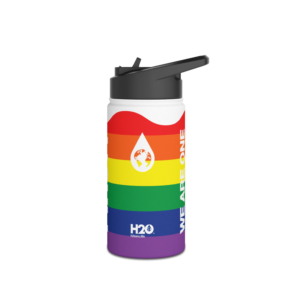 FIRSTY™ We Are One™ - 3 Sizes - Celebrate Pride Rainbow - Stainless Steel Water Bottle with Carry Handle and Straw Lid - BPA-Free, Eco-Friendly