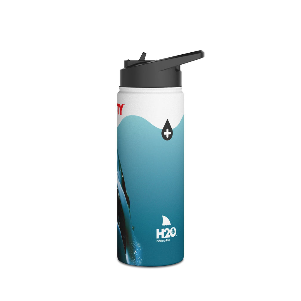 FIRSTY™ Limited Edition™ - 3 Sizes - Jaws Blue - Stainless Steel Water Bottle with Carry Handle and Straw Lid - BPA-Free, Eco-Friendly