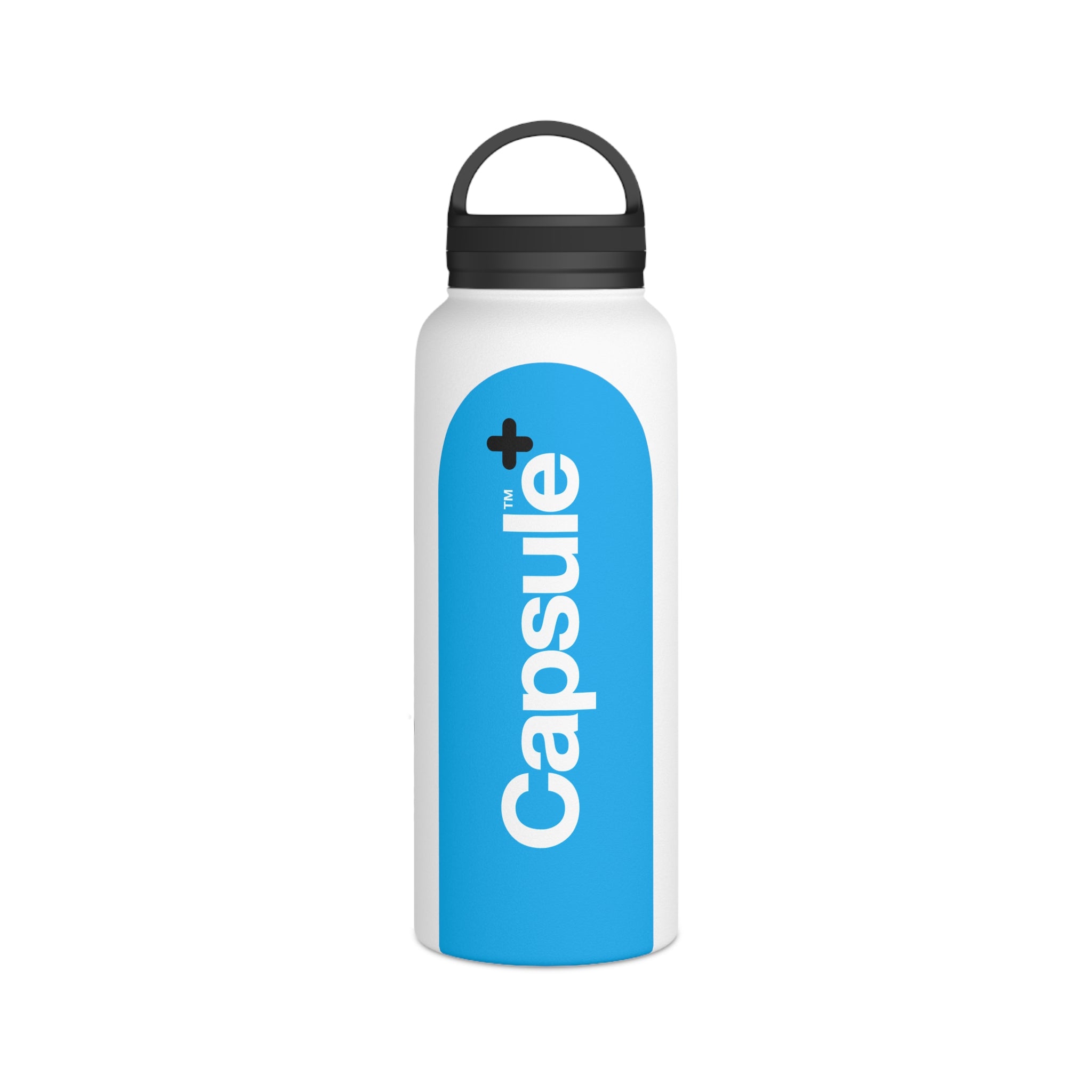 FIRSTY™ Capsule+™ Thirst First™ 3 Sizes - Blue & White  - Stainless Steel Water Bottle with Carry Handle - BPA-Free, Eco-Friendly