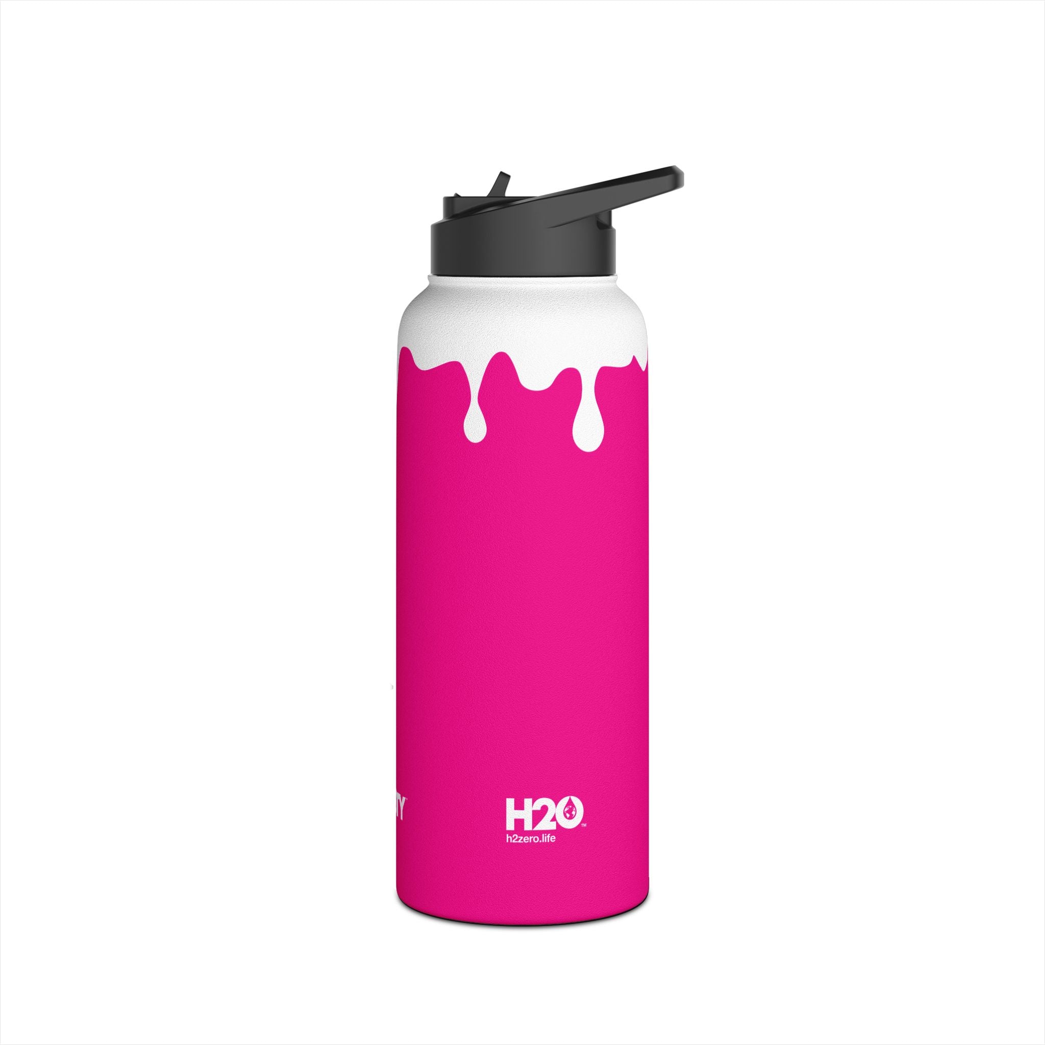 FIRSTY™ 3 Sizes - Splash™ Pink - Stainless Steel Water Bottle with Carry Handle and Straw Lid - BPA-Free, Eco-Friendly