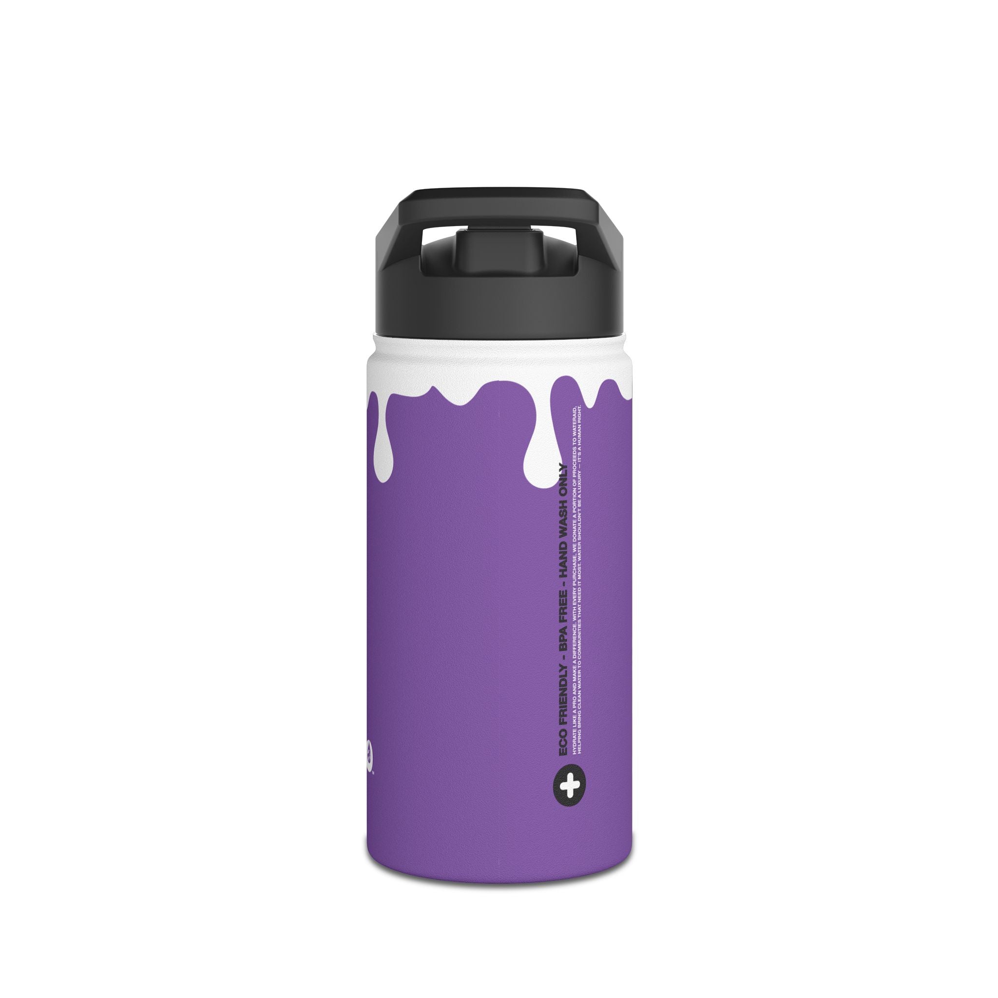 FIRSTY™ 3 Sizes - Splash™ Purple - Stainless Steel Water Bottle with Carry Handle and Straw Lid - BPA-Free, Eco-Friendly