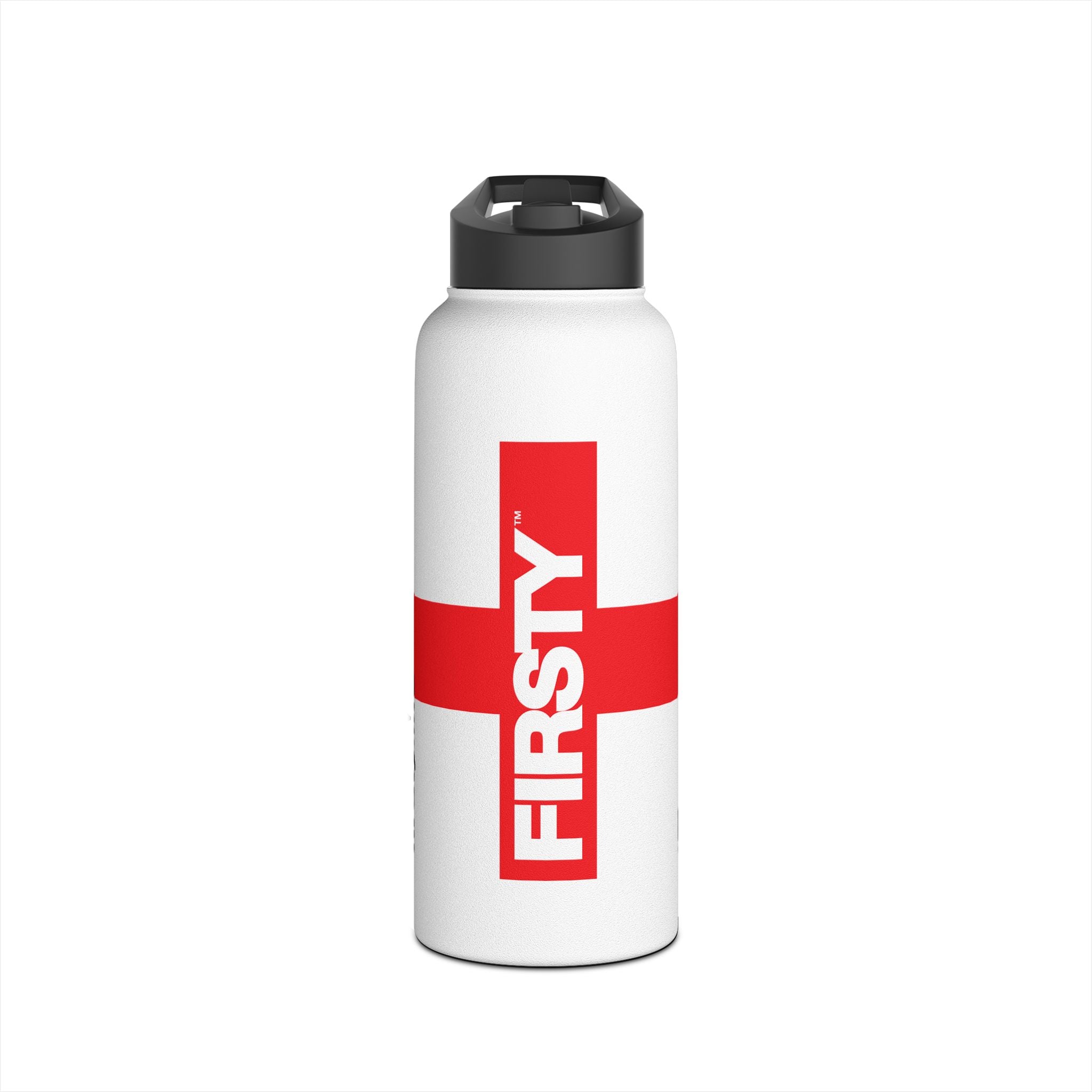 FIRSTY™ 3 Sizes - Red England Flag - Stainless Steel Water Bottle with Carry Handle and Straw Lid - BPA-Free, Eco-Friendly