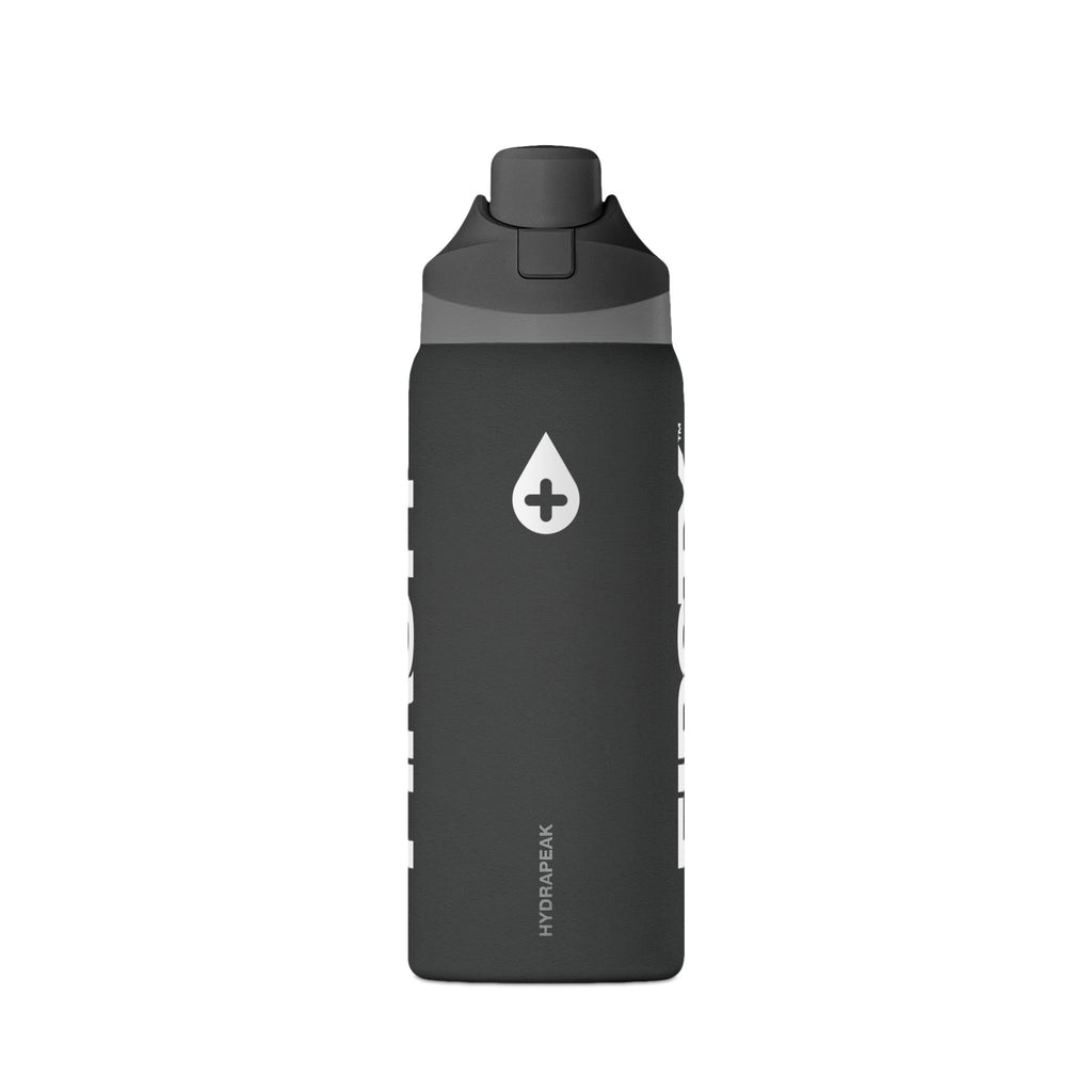 FIRSTY™ Black Insulated 32oz Water Bottle – Leakproof Sport Flask with Flip Straw
