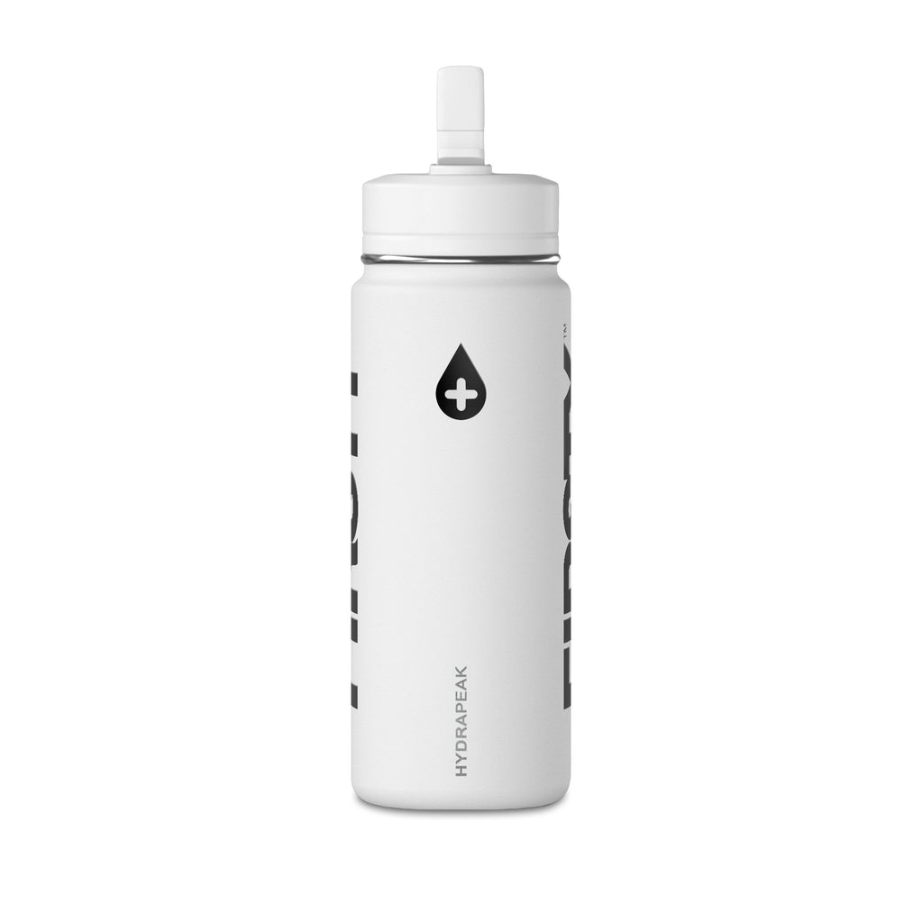 FIRSTY White Water Bottle — 20oz Mini Sports Bottle with Straw