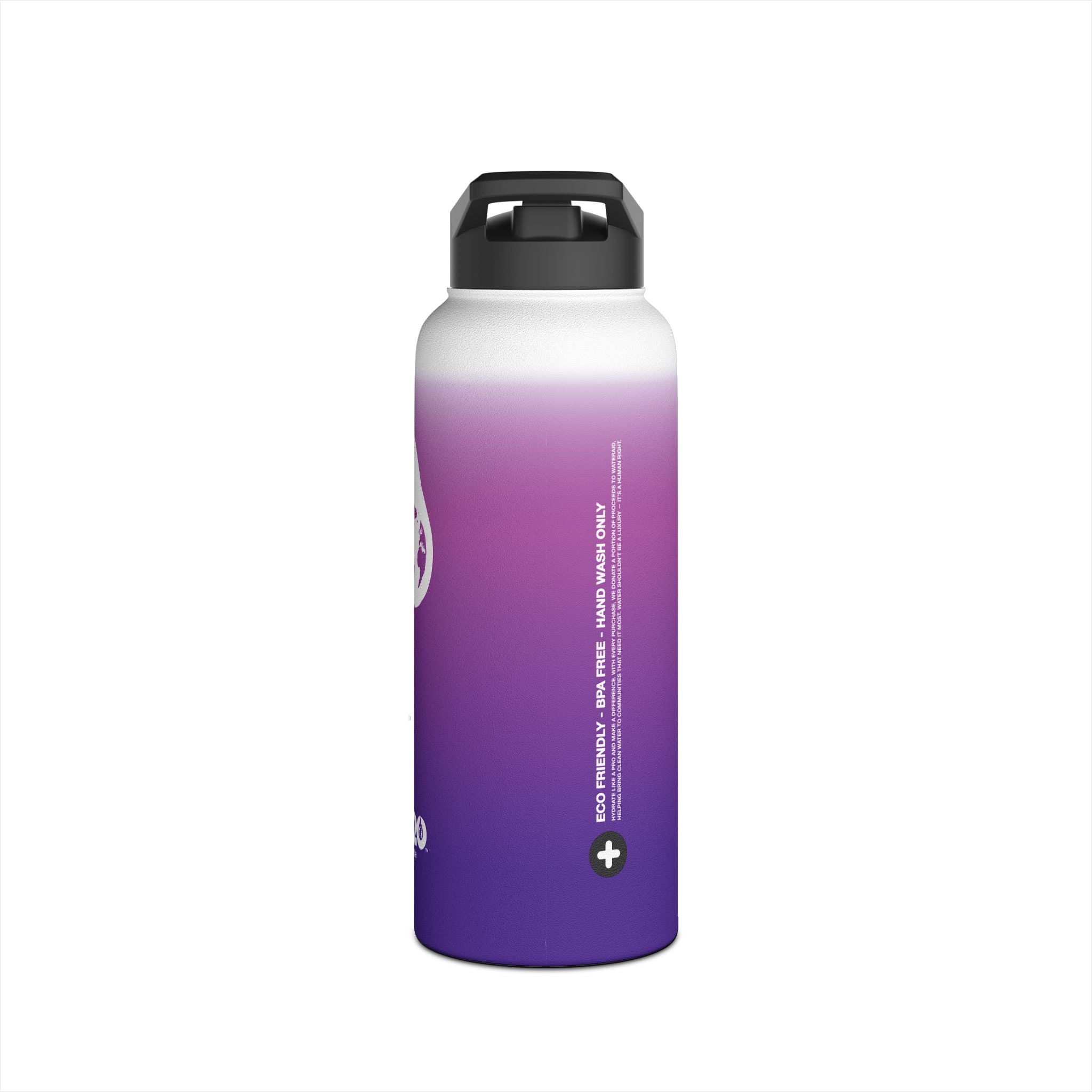 FIRSTY™ Purple Blush™ Thirst First™ 3 Sizes - White - Stainless Steel Water Bottle with Carry Handle and Straw Lid - BPA-Free, Eco-Friendly
