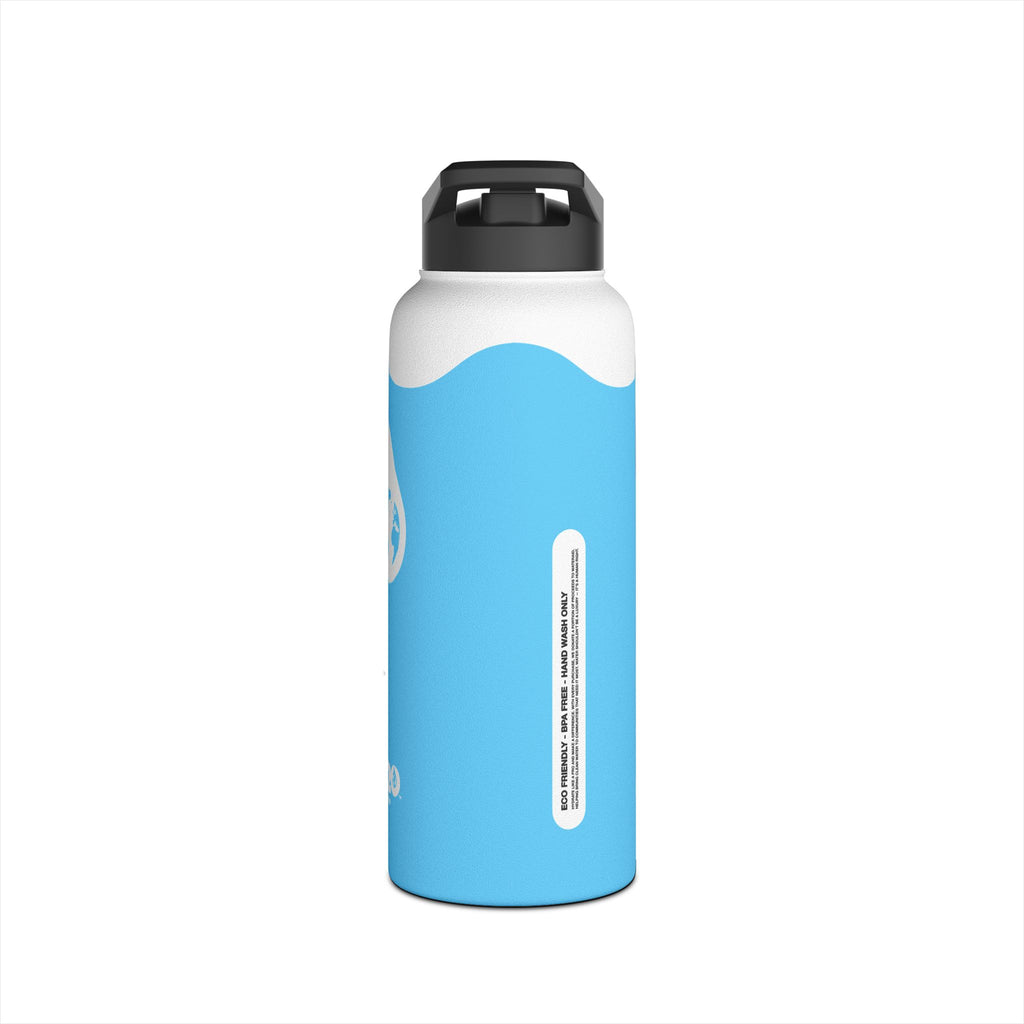 FIRSTY™ Wave™ 3 Sizes - Sky Blue & White - Stainless Steel Water Bottle with Carry Handle and Straw Lid - BPA-Free, Eco-Friendly