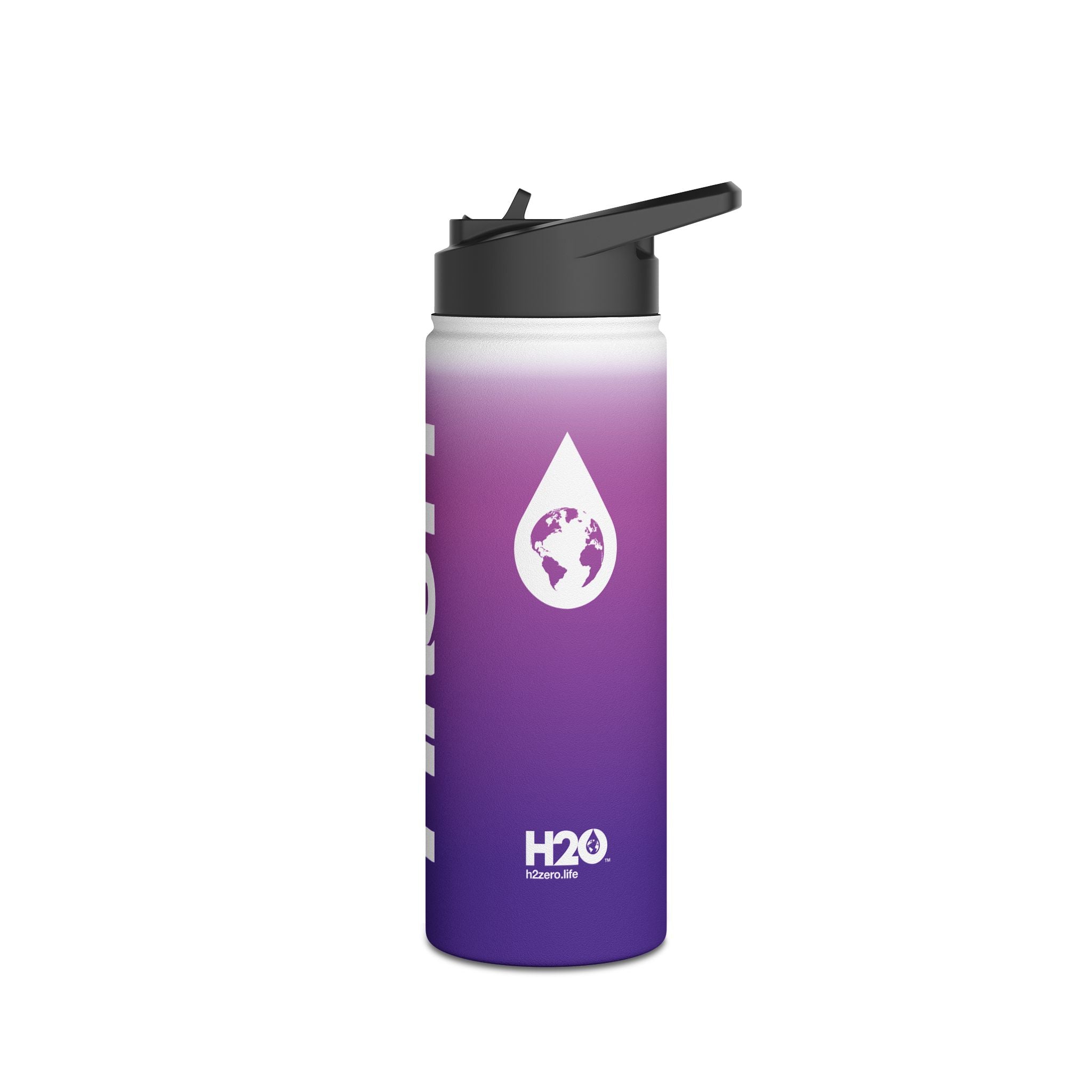 FIRSTY™ Purple Blush™ Thirst First™ 3 Sizes - White - Stainless Steel Water Bottle with Carry Handle and Straw Lid - BPA-Free, Eco-Friendly