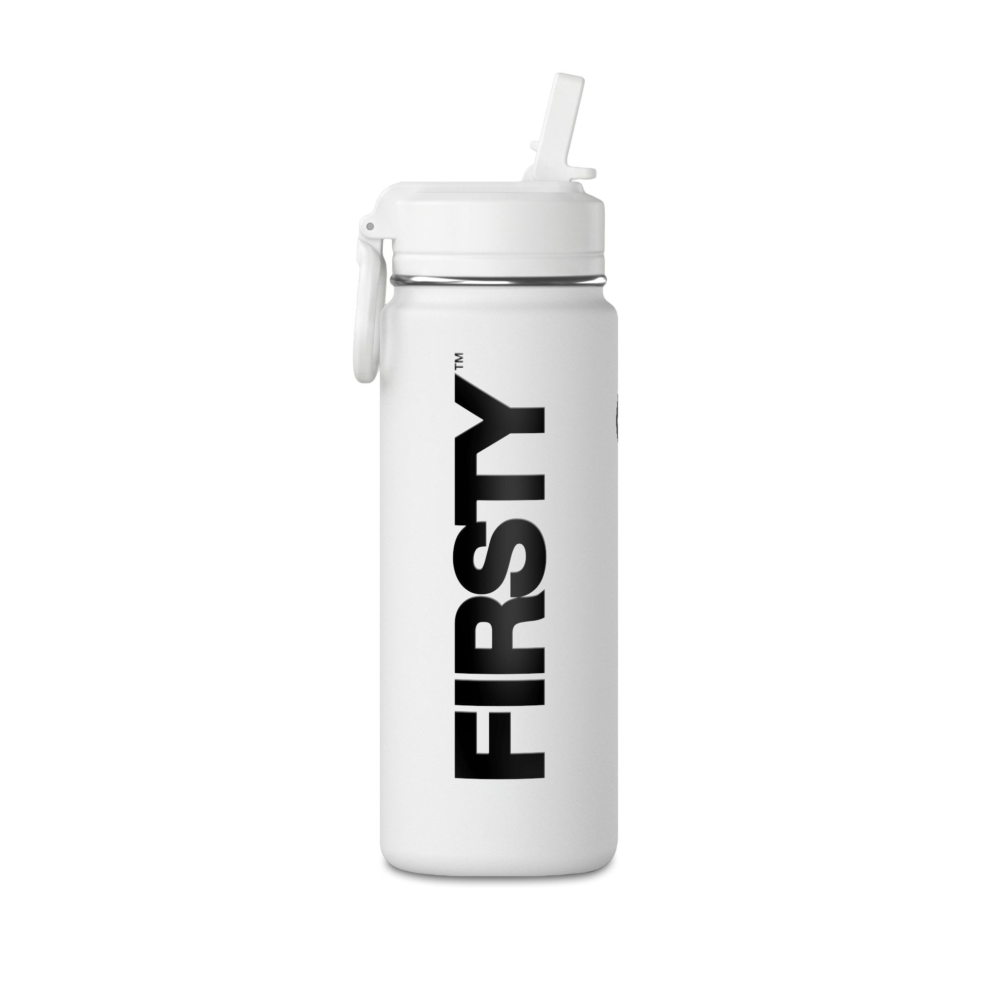 FIRSTY White Water Bottle — 20oz Mini Sports Bottle with Straw
