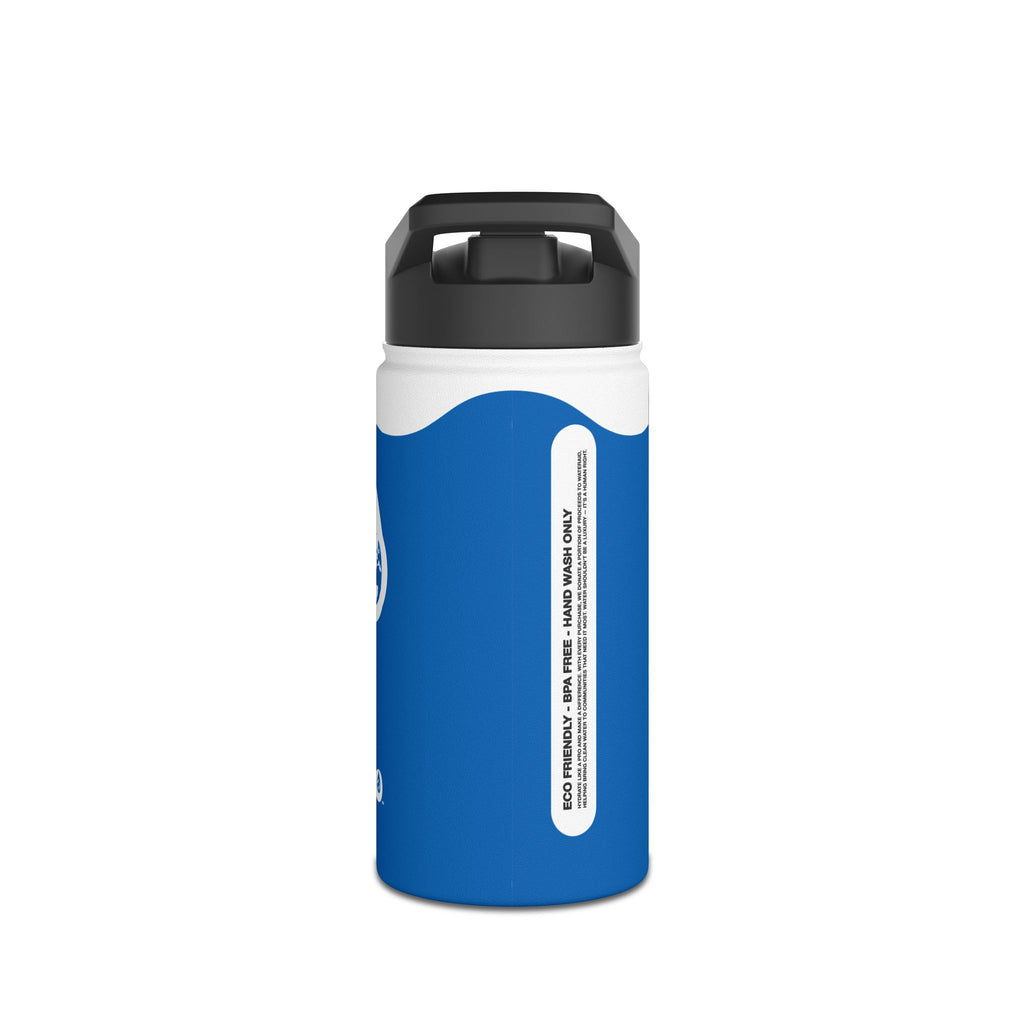 FIRSTY™ Wave™ 3 Sizes - Deep Blue & White - Stainless Steel Water Bottle with Carry Handle and Straw Lid - BPA-Free, Eco-Friendly