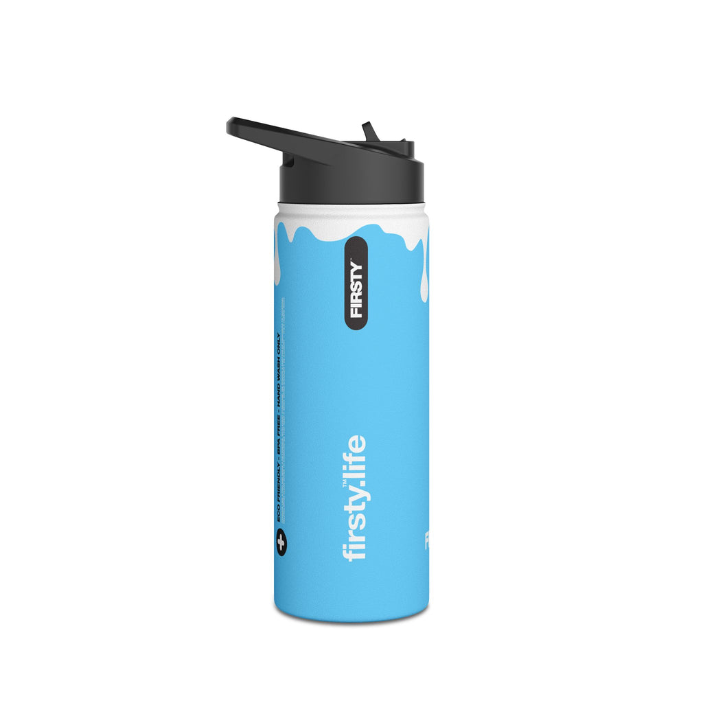 FIRSTY™ 3 Sizes - Splash™ Sky Blue - Stainless Steel Water Bottle with Carry Handle and Straw Lid - BPA-Free, Eco-Friendly