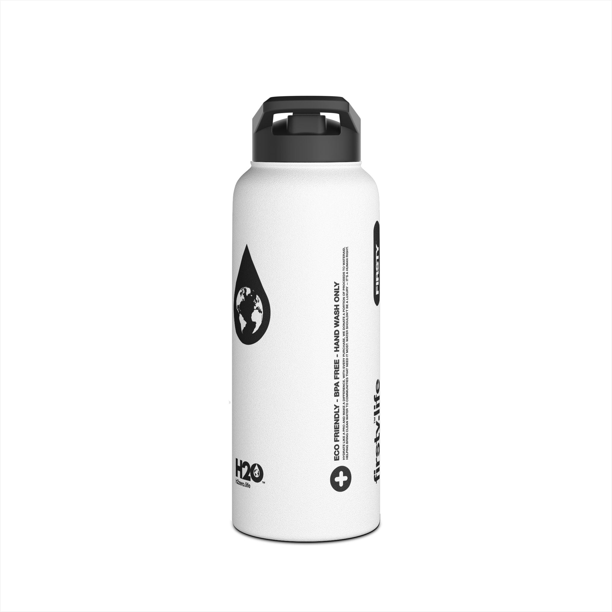 FIRSTY™ 3 Sizes - Three - Stainless Steel Water Bottle with Carry Handle and Straw Lid - BPA-Free, Eco-Friendly
