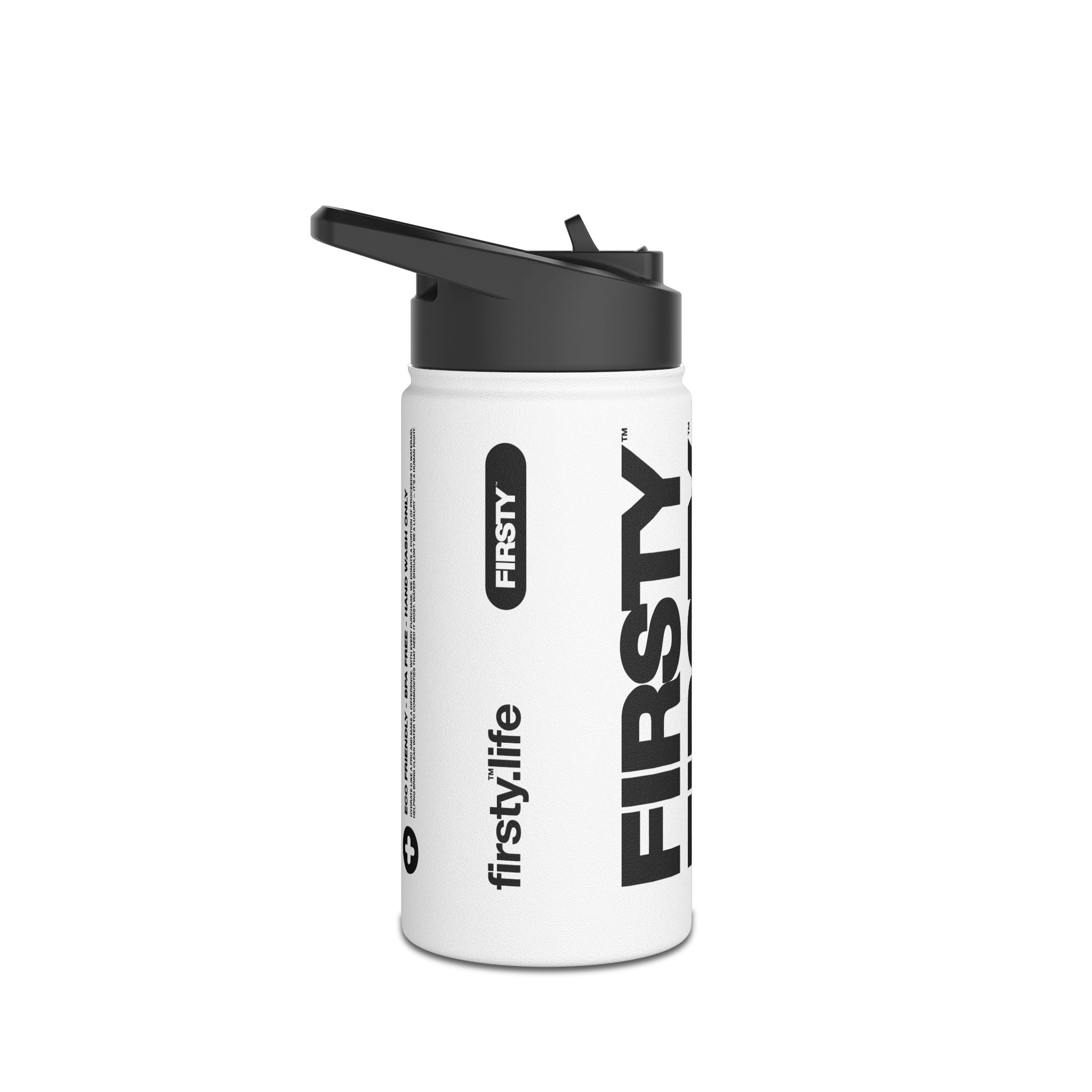 FIRSTY™ 3 Sizes - Three - Stainless Steel Water Bottle with Carry Handle and Straw Lid - BPA-Free, Eco-Friendly