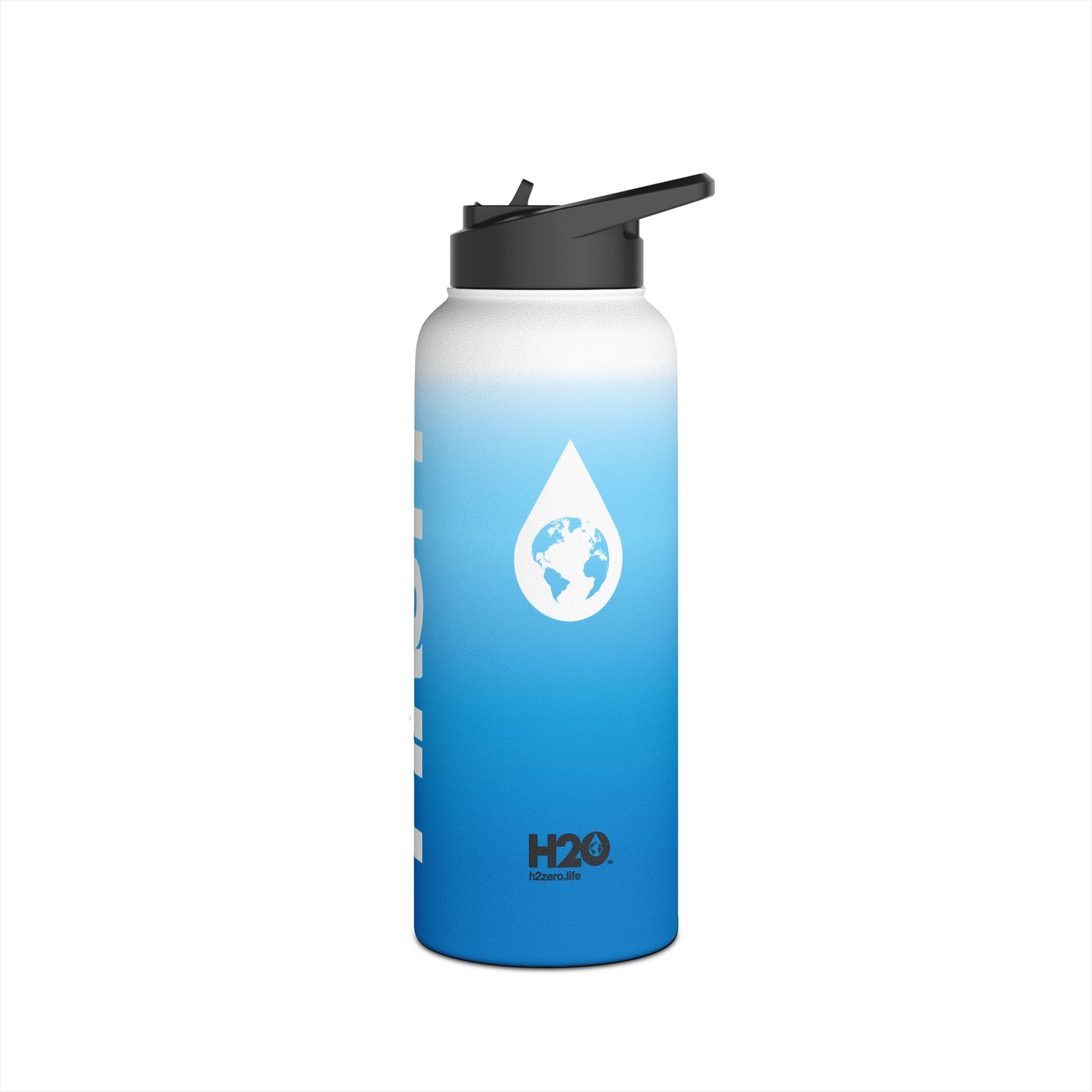 FIRSTY™ Blue Blush™ Thirst First™ 3 Sizes - White - Stainless Steel Water Bottle with Carry Handle and Straw Lid - BPA-Free, Eco-Friendly