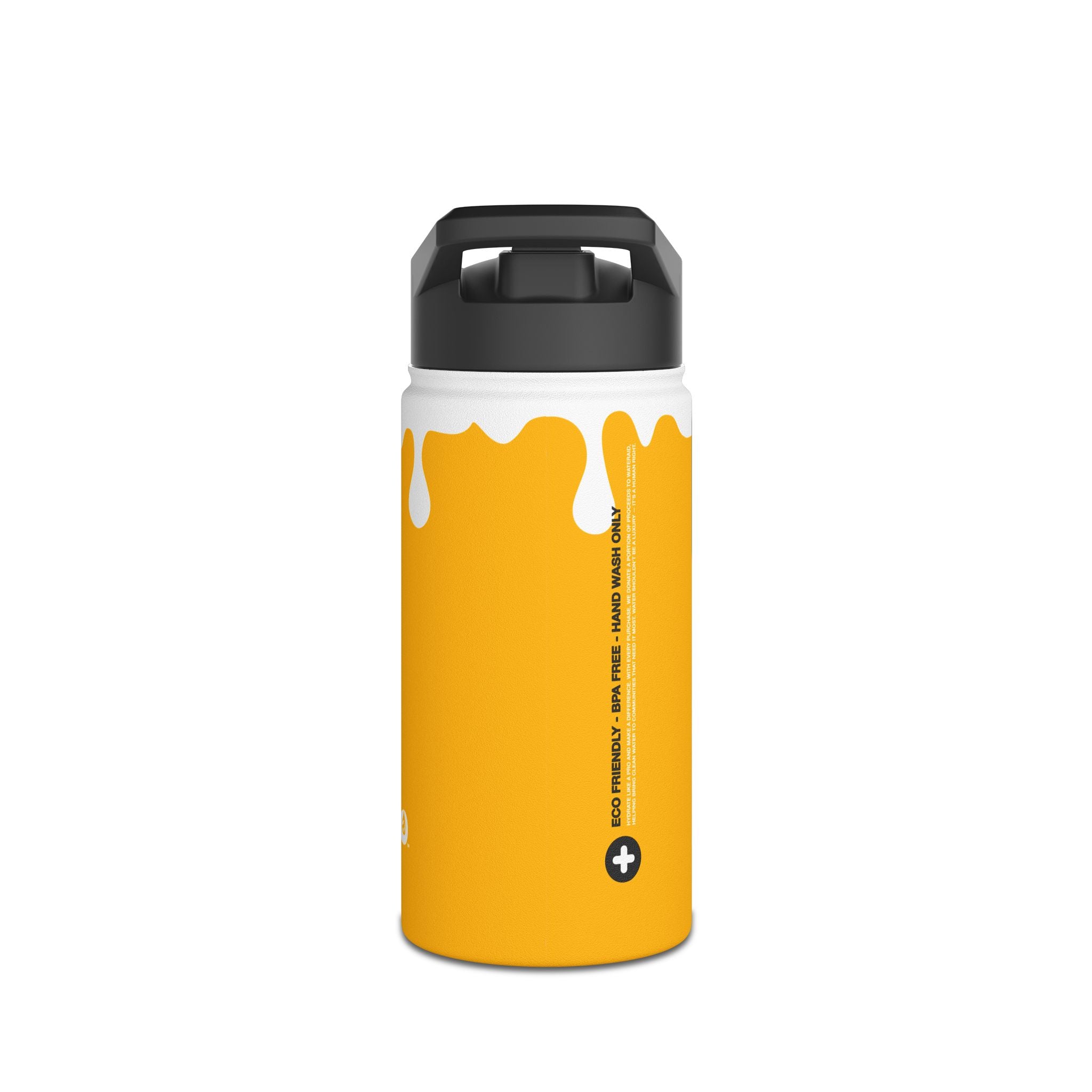 FIRSTY™ 3 Sizes - Splash™ Mustard - Stainless Steel Water Bottle with Carry Handle and Straw Lid - BPA-Free, Eco-Friendly
