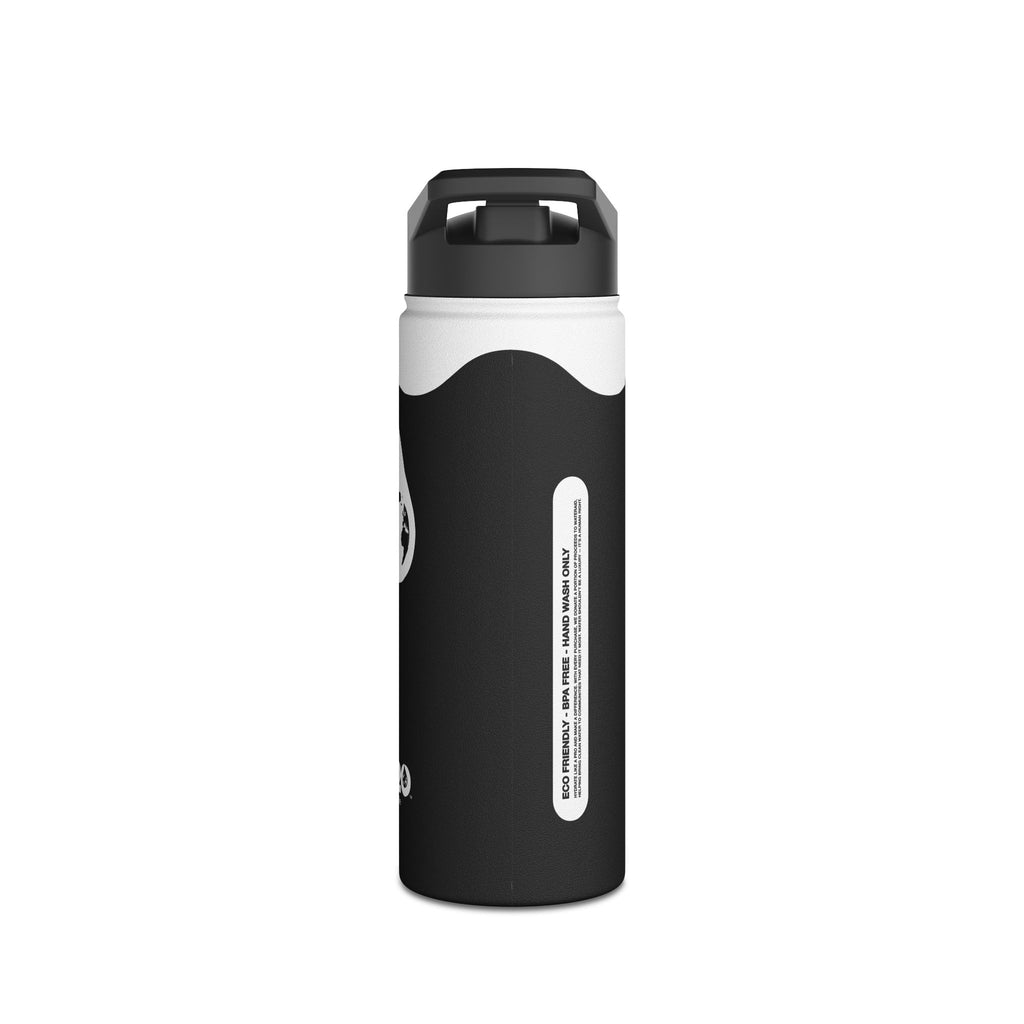 FIRSTY™ Wave™ 3 Sizes - Black with Orange - Stainless Steel Water Bottle with Carry Handle and Straw Lid - BPA-Free, Eco-Friendly