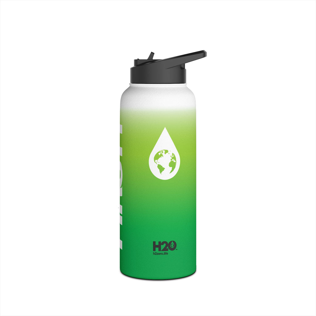 FIRSTY™ Green Blush™ Thirst First™ 3 Sizes - White - Stainless Steel Water Bottle with Carry Handle and Straw Lid - BPA-Free, Eco-Friendly