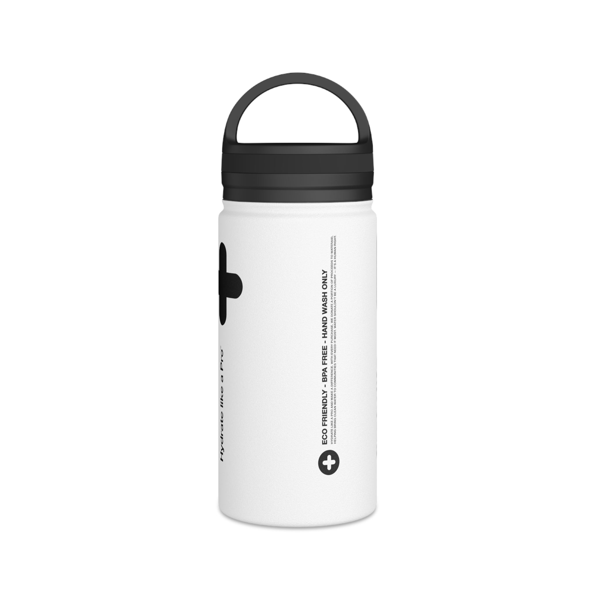FIRSTY™ Capsule+™ 3 Sizes - Black & White  - Stainless Steel Water Bottle with Carry Handle - BPA-Free, Eco-Friendly