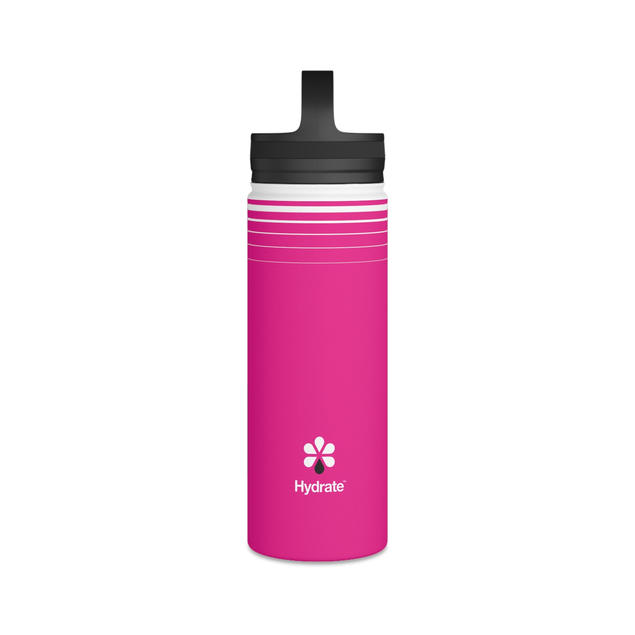 FIRSTY™ Hydrate™ 3 Sizes - Pink  - Stainless Steel Water Bottle with Carry Handle - BPA-Free, Eco-Friendly