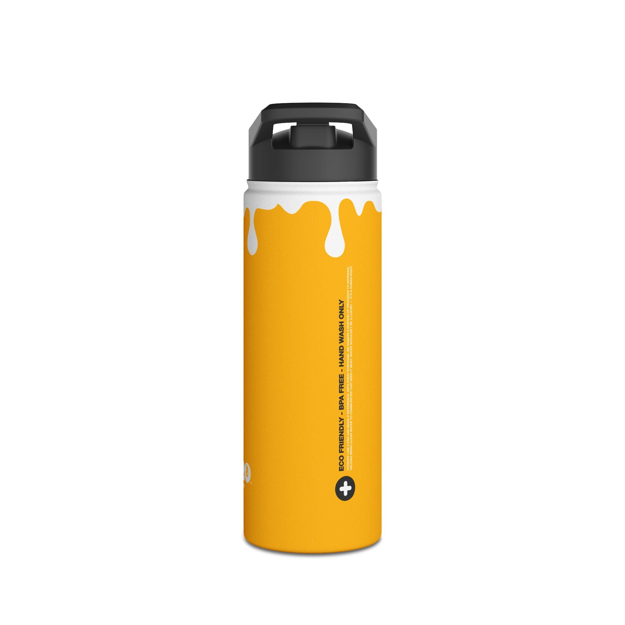 FIRSTY™ 3 Sizes - Splash™ Mustard - Stainless Steel Water Bottle with Carry Handle and Straw Lid - BPA-Free, Eco-Friendly