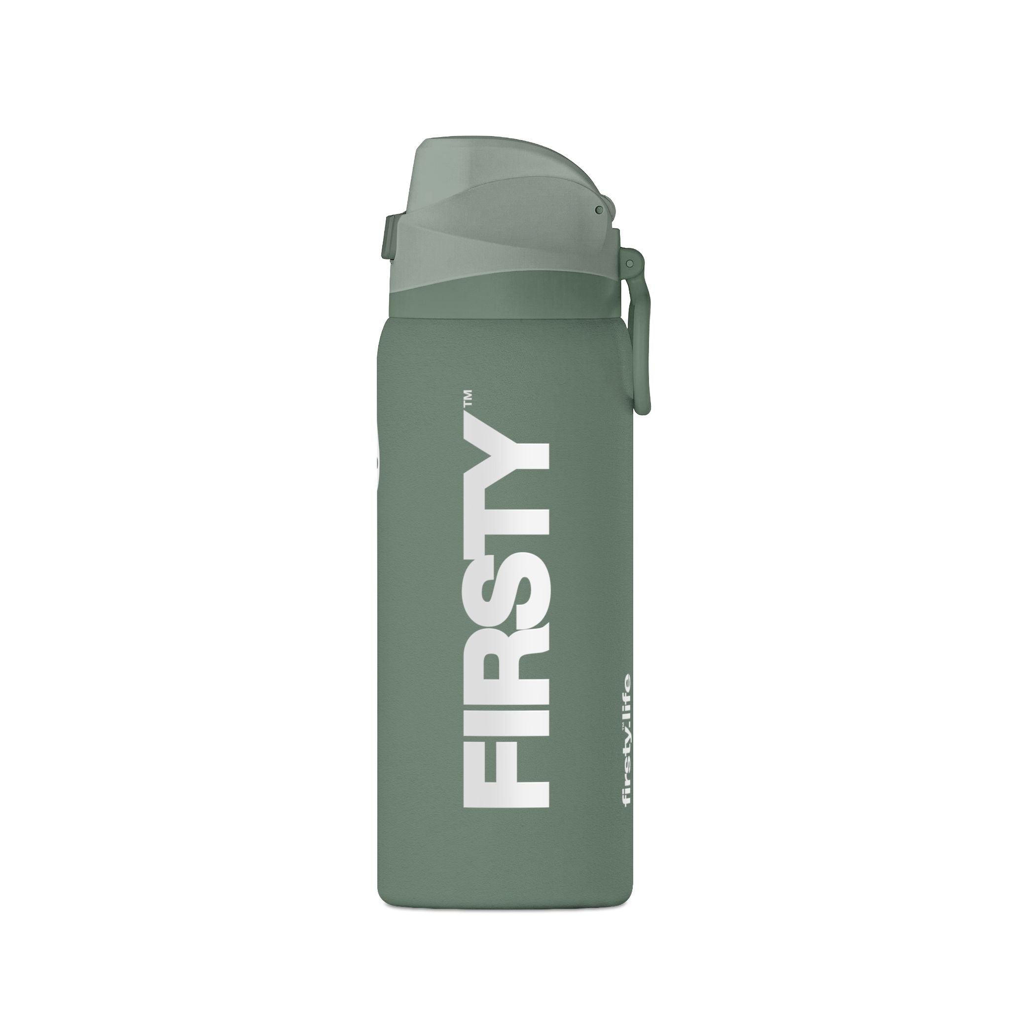 FIRSTY™ Sage Green Insulated 32oz Water Bottle – Leakproof Sport Flask with Flip Straw